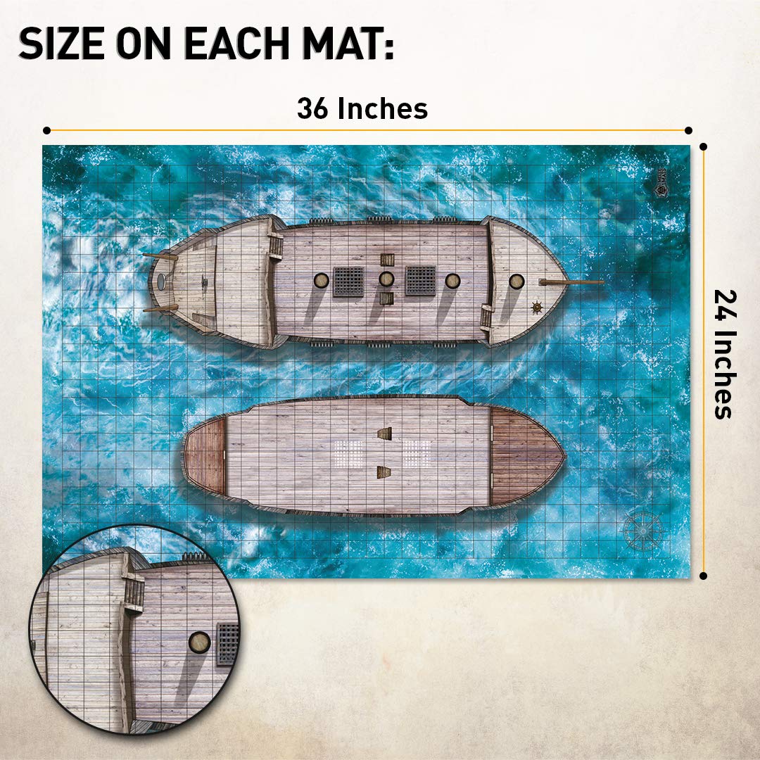 Melee Mats DND Map Starter Set – 3 Double-Sided 24x36 Battle Mats with Accessories