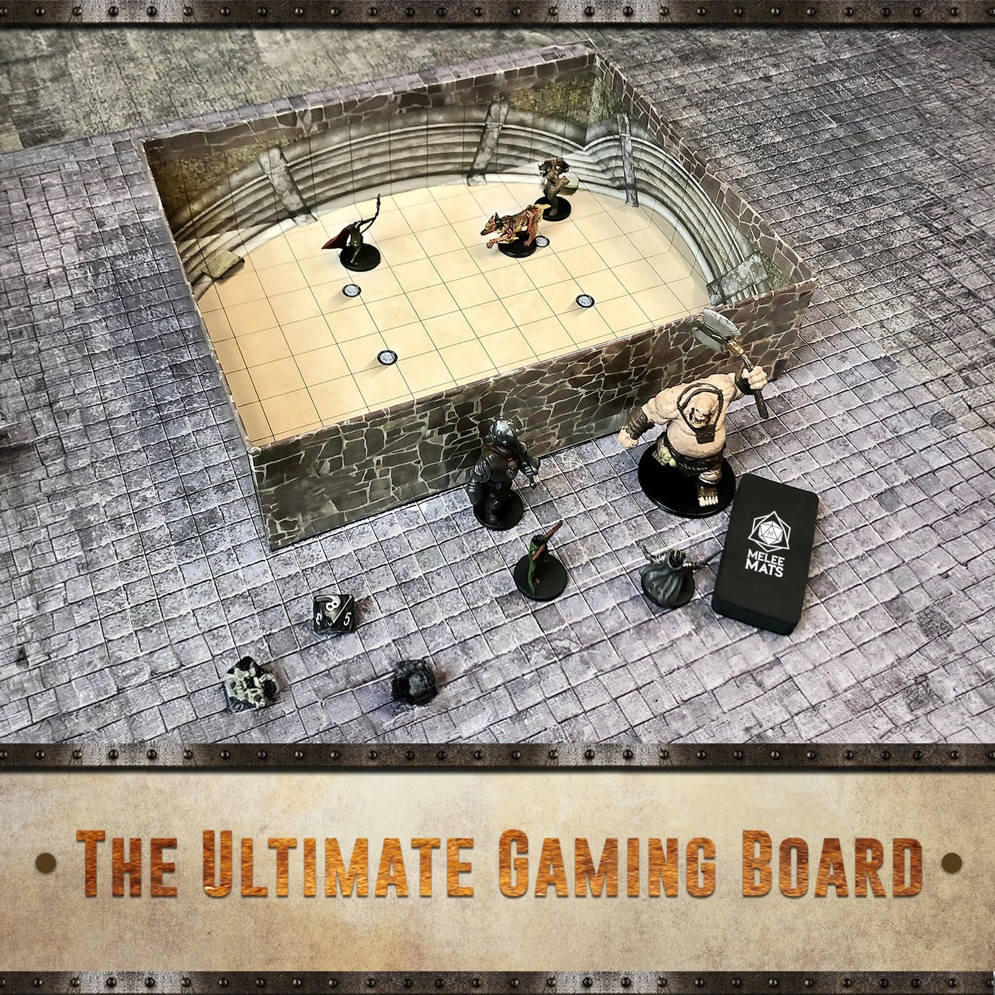 Melee Mats DND Map Starter Set — 22x26 Inches, Double-Sided Wet & Dry Erase Battle Grid for D&D