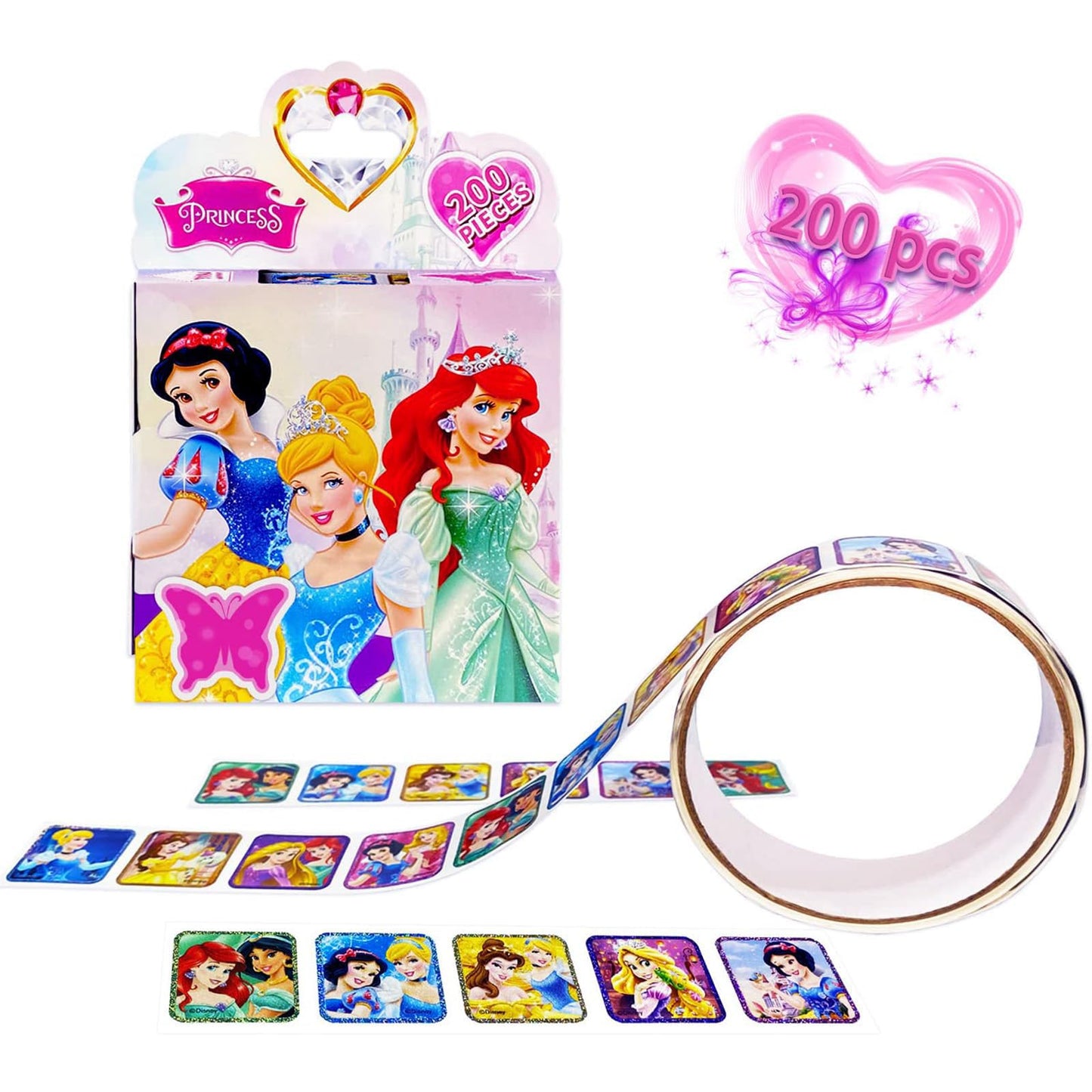 Melego 2 Pack Princess Stickers – 400 Self-Adhesive Labels, 20 Designs for Laptop, Water Bottle & Phone
