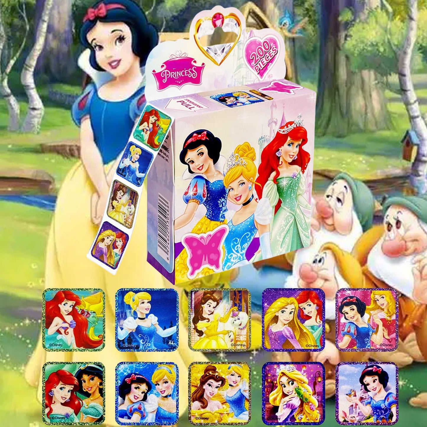 Melego 2 Pack Princess Stickers – 400 Self-Adhesive Labels, 20 Designs for Laptop, Water Bottle & Phone