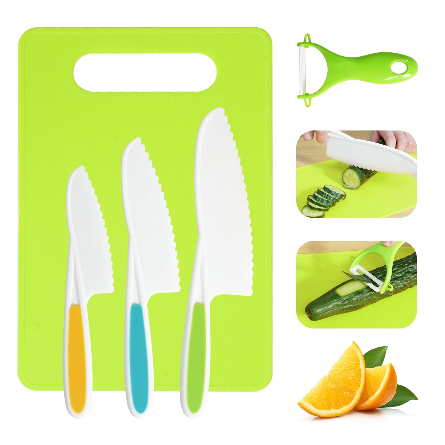 Melican Kids Knife Set – 5 Pcs Montessori Kitchen Tools for Toddlers, Real Cooking, BPA Free