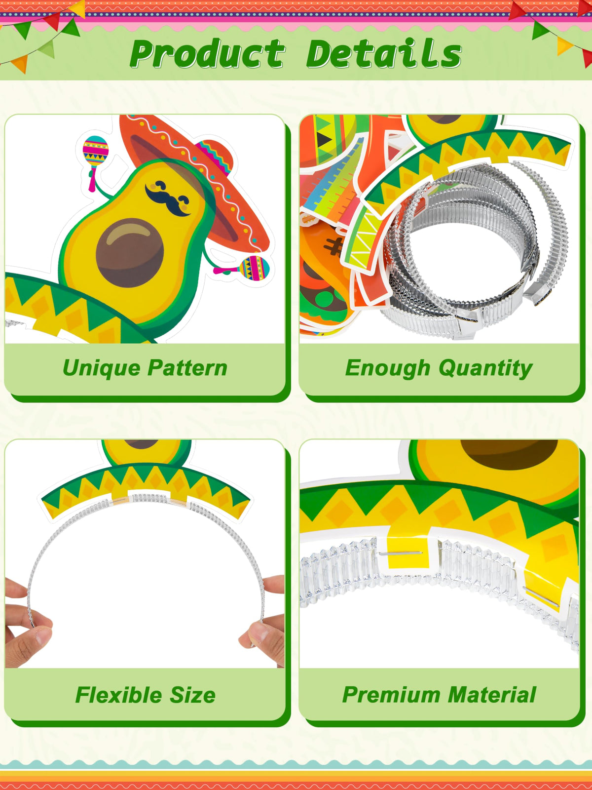 Melisheer 12-Pack Colorful Cardboard Sombrero Hats | Fiesta Headbands