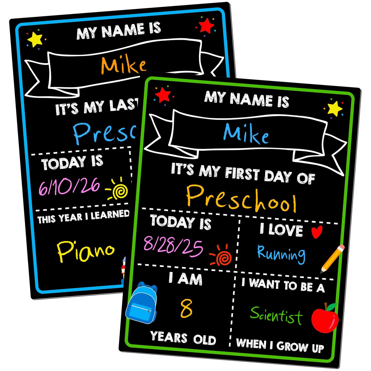 Melisheer First Day of School Chalkboard – Reusable 14x11 Dual-Sided Sign