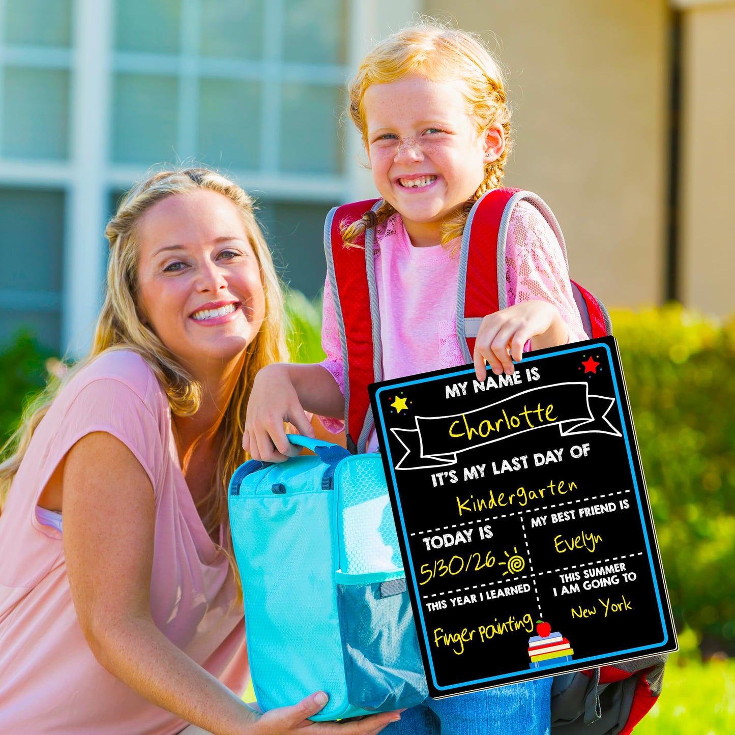 Melisheer First Day of School Chalkboard – Reusable 14x11 Dual-Sided Sign