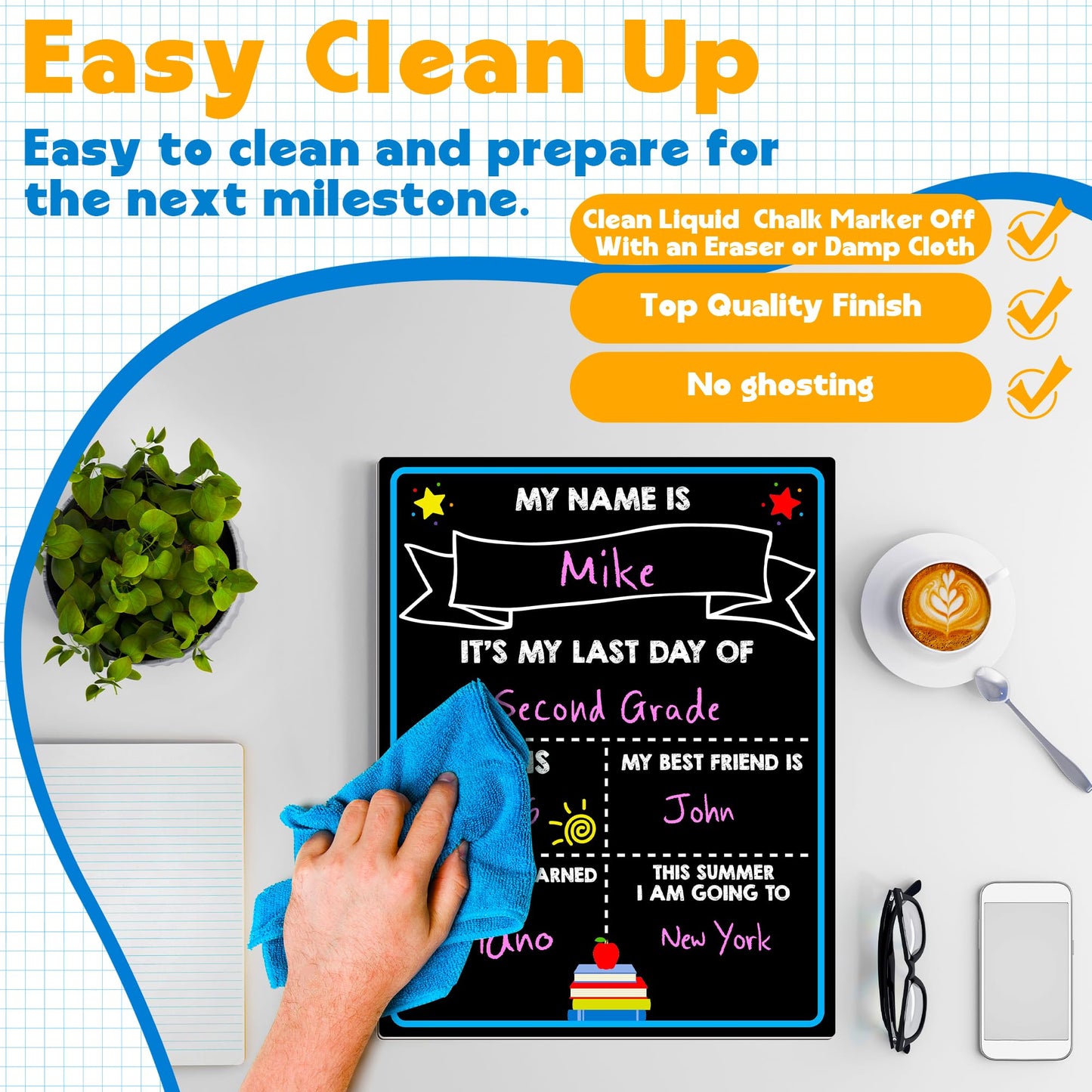 Melisheer First Day of School Chalkboard – Reusable 14x11 Dual-Sided Sign