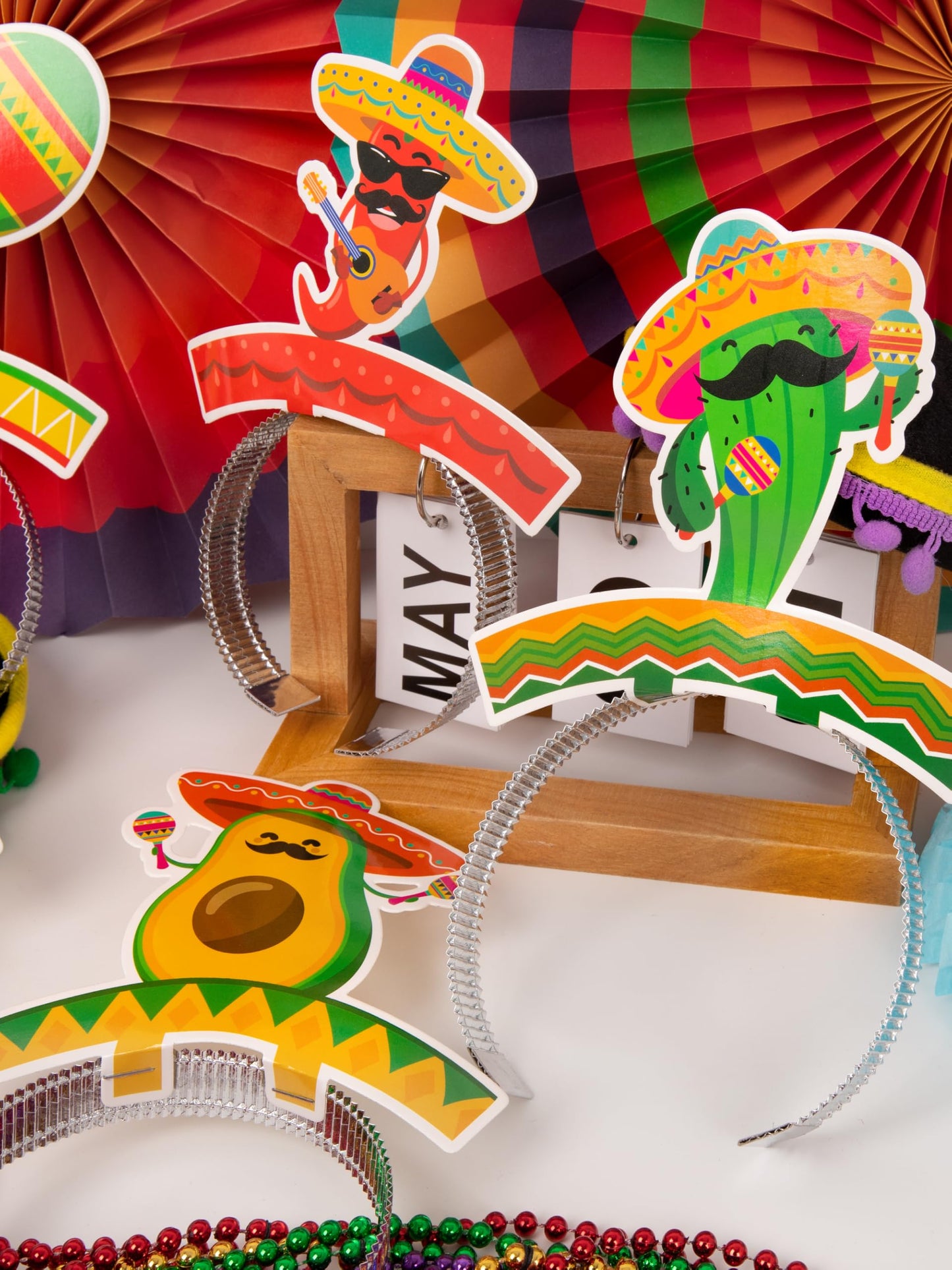 Melisheer 12-Pack Colorful Cardboard Sombrero Hats | Fiesta Headbands