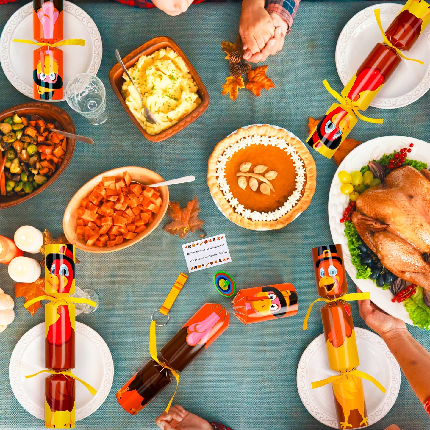 Melisheer 12 Pack Thanksgiving Crackers – Turkey Design No-Snap Party Favors