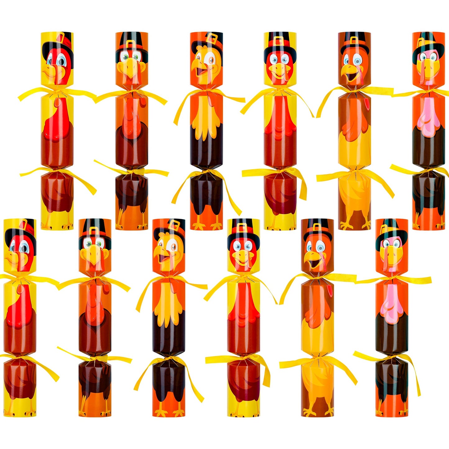 Melisheer 12 Pack Thanksgiving Crackers – Turkey Design No-Snap Party Favors