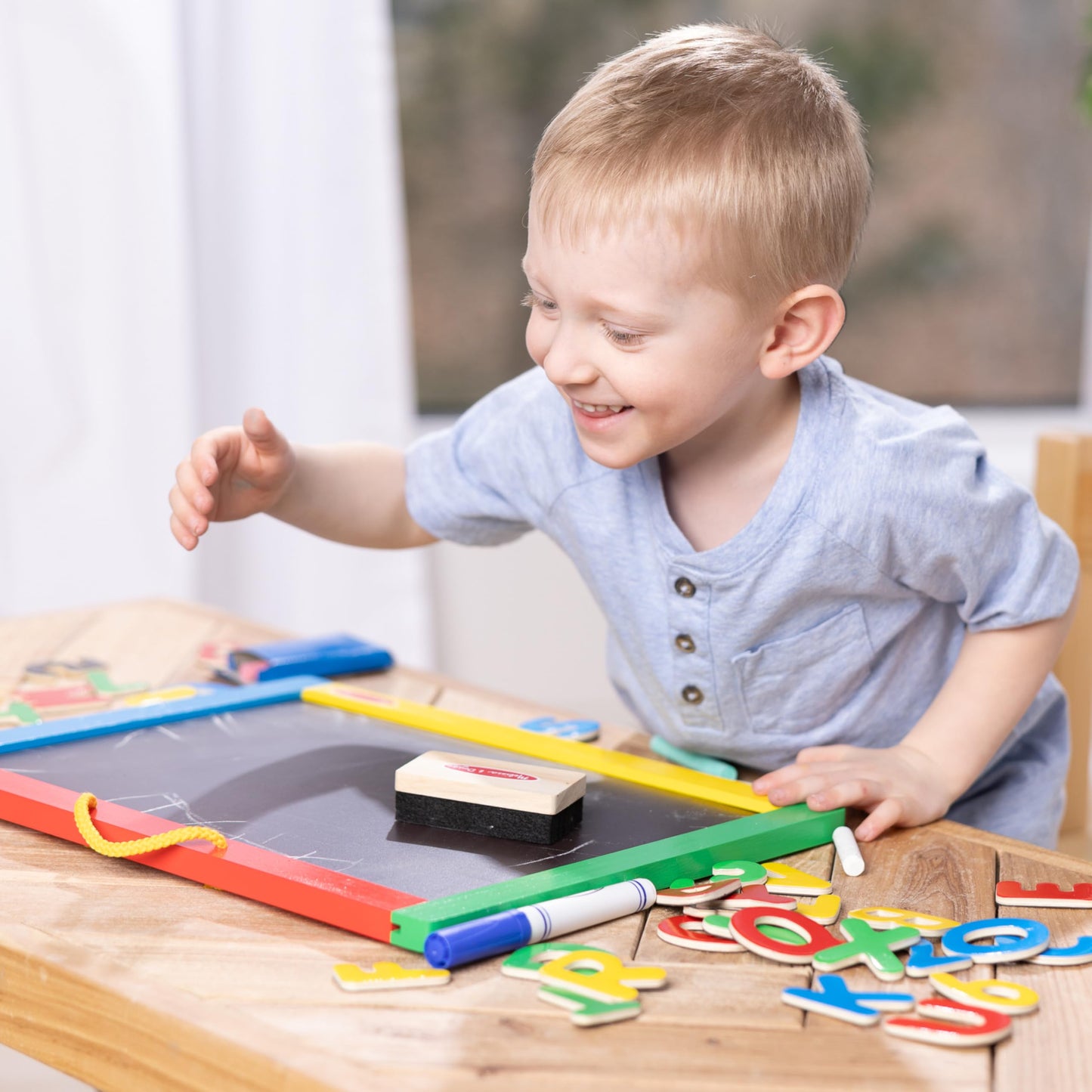 Melissa & Doug Magnetic Chalkboard & Dry-Erase Board with 36 Magnets