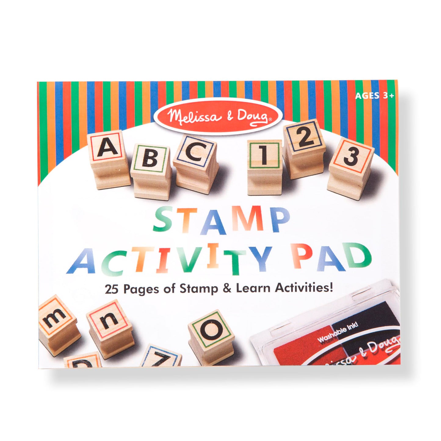 Melissa & Doug Deluxe Wooden Stamp Set – ABCs & 123s, 71 Stamps, 25-Page Activity Book