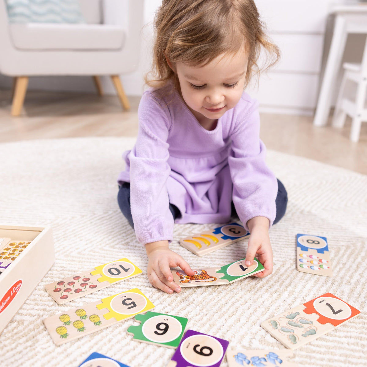 Melissa & Doug Self-Correcting Wooden Number Puzzles – 40 Pieces with Storage Box