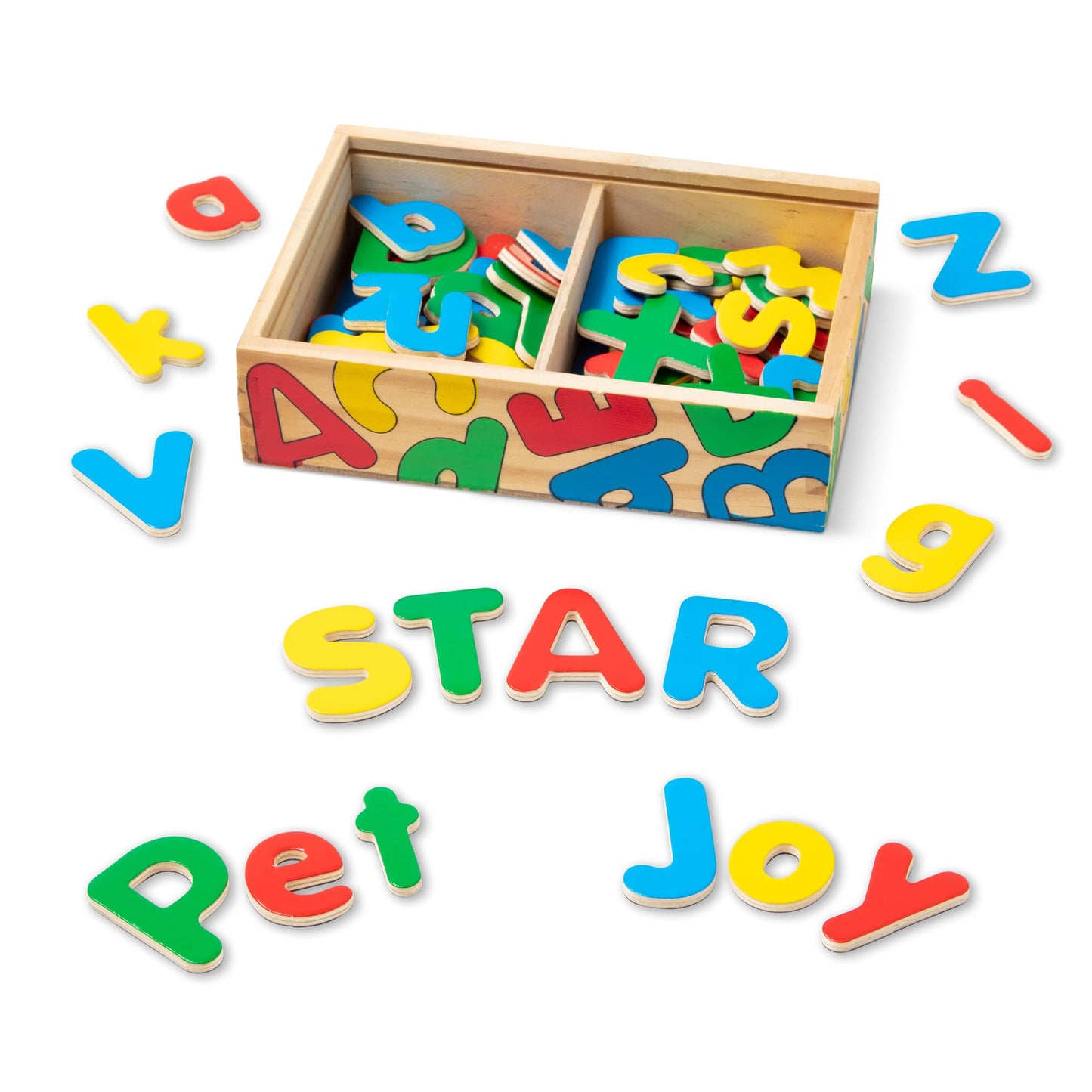 Melissa & Doug 52 Wooden Alphabet Magnets in a Box – Uppercase & Lowercase Letters
