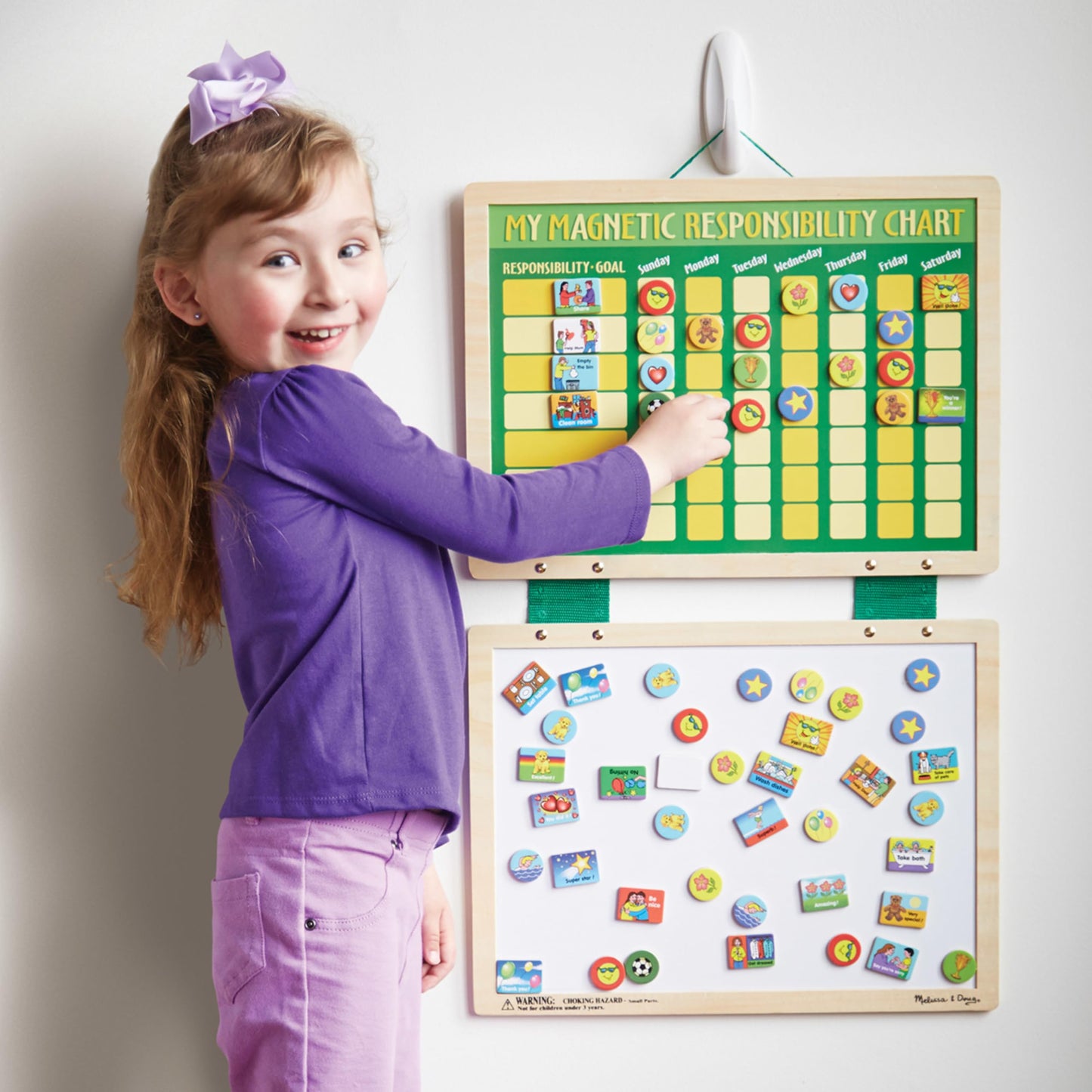 Melissa & Doug Deluxe Wooden Magnetic Responsibility Chart with 90 Magnets
