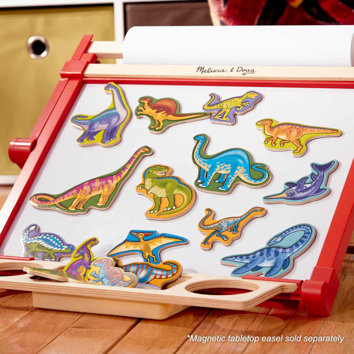 Melissa & Doug Magnetic Wooden Dinosaurs – 20-Piece Dino Magnets in Wooden Storage Box