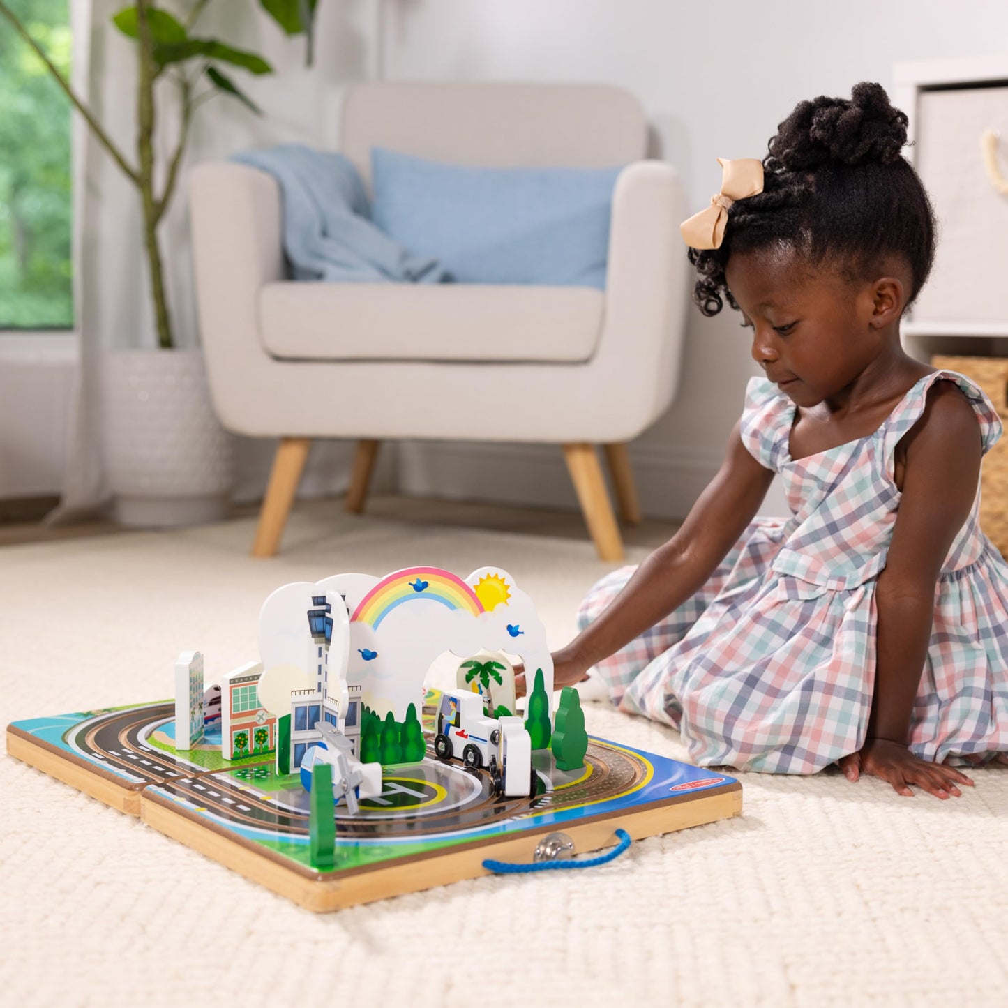 Melissa & Doug Take-Along Airport Play Set with Built-in Tracks – FSC-Certified