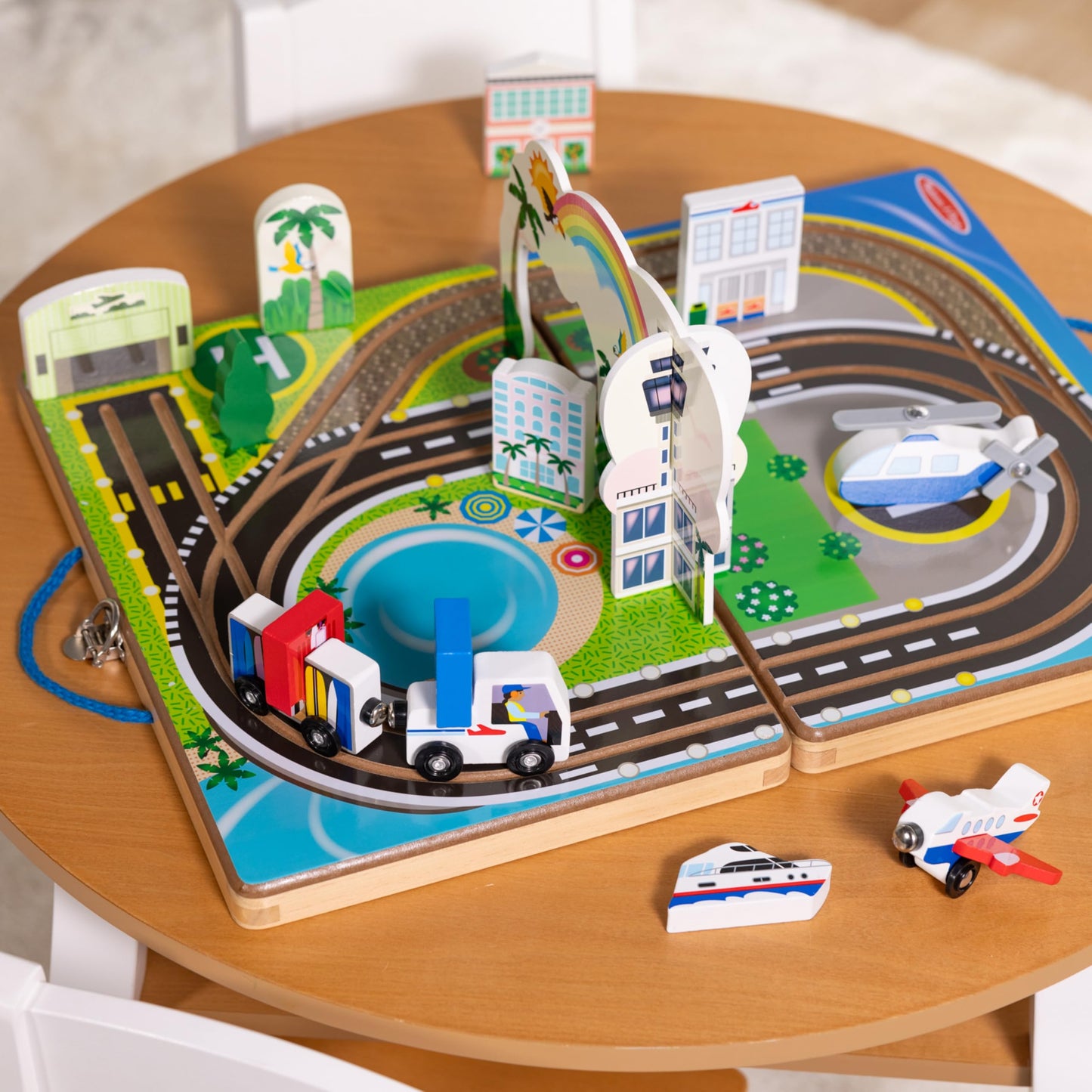 Melissa & Doug Take-Along Airport Play Set with Built-in Tracks – FSC-Certified