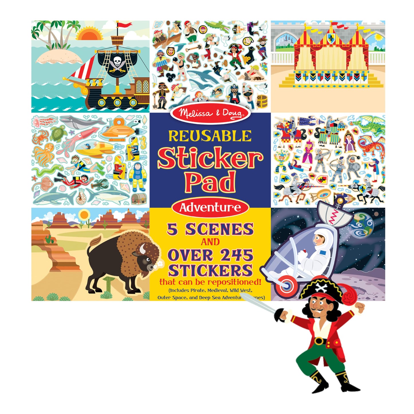 Melissa & Doug Reusable Sticker Pads Set: Adventure – 245+ Stickers