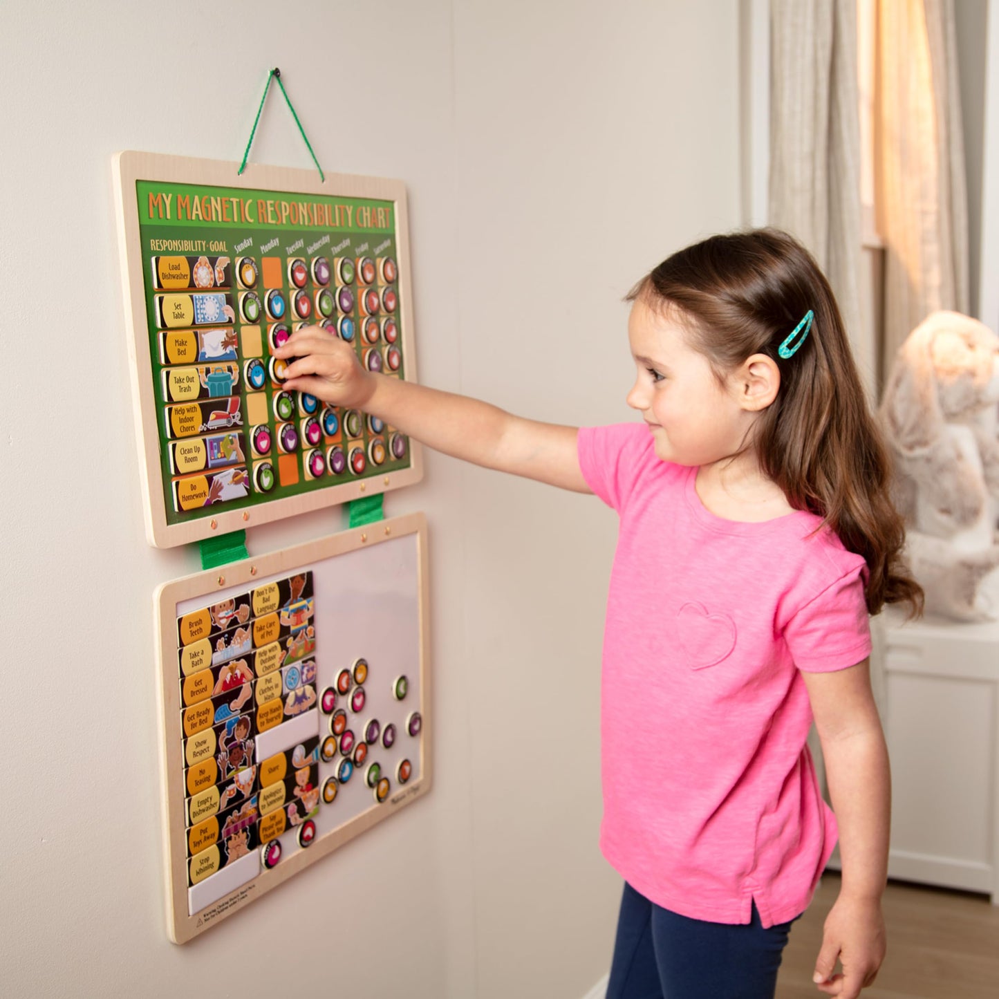 Melissa & Doug Deluxe Wooden Magnetic Responsibility Chart with 90 Magnets
