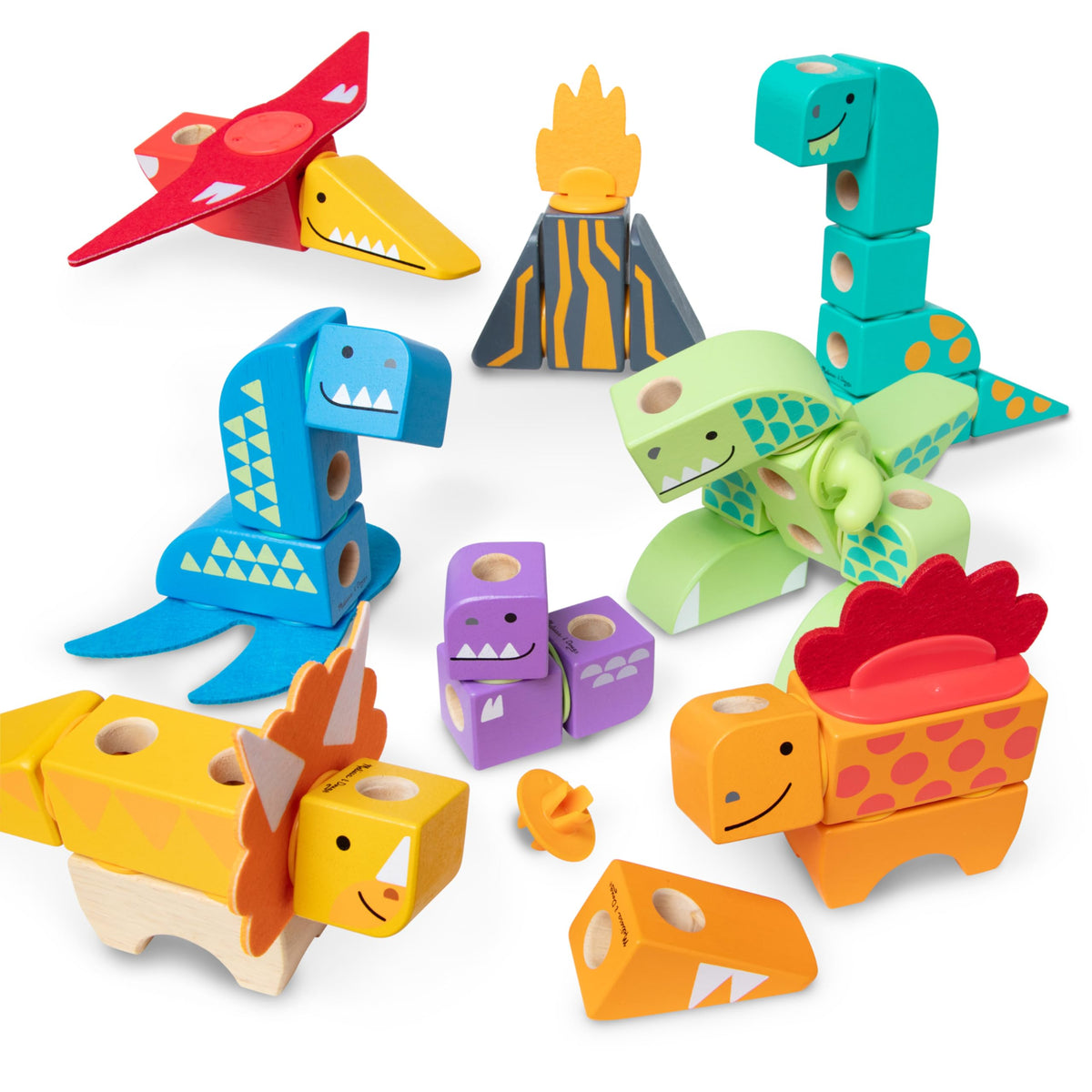 Melissa & Doug Blockables Dinosaur Snap and Play – 69-Piece FSC-Certified Wooden Blocks