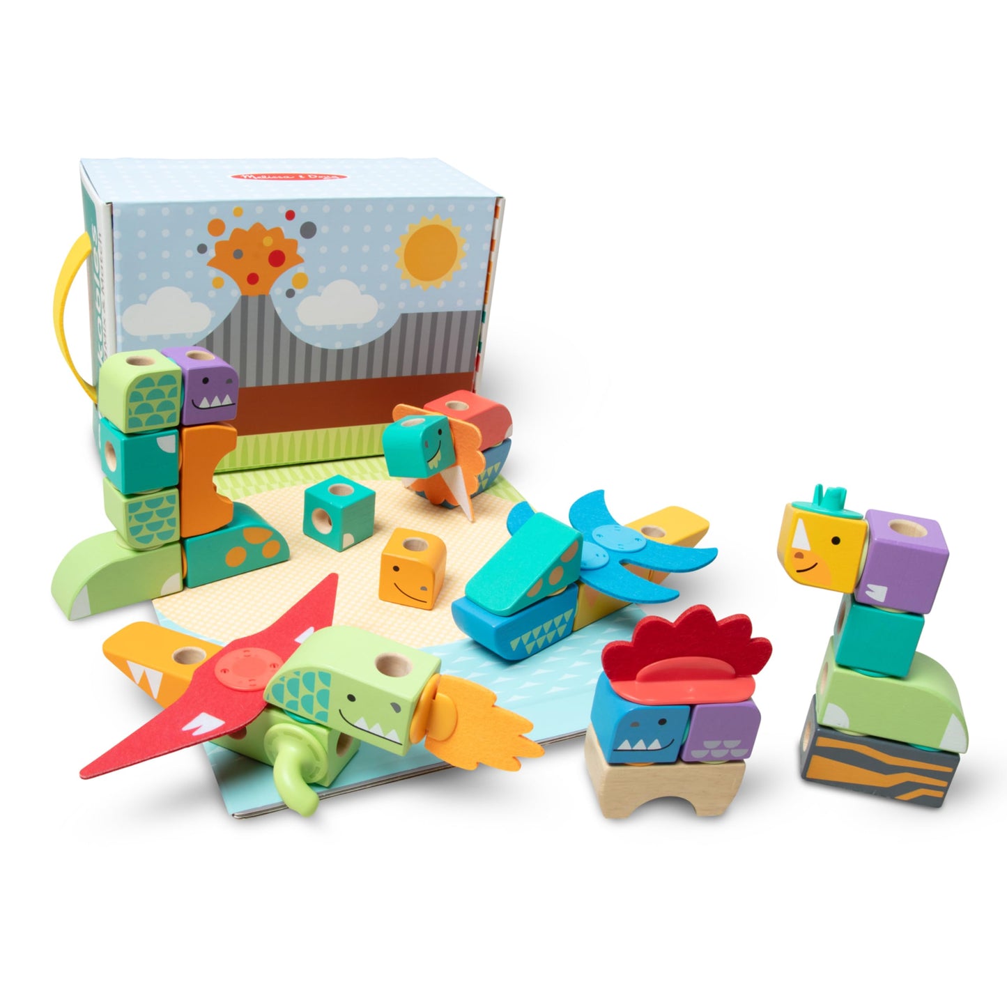 Melissa & Doug Blockables Dinosaur Snap and Play – 69-Piece FSC-Certified Wooden Blocks