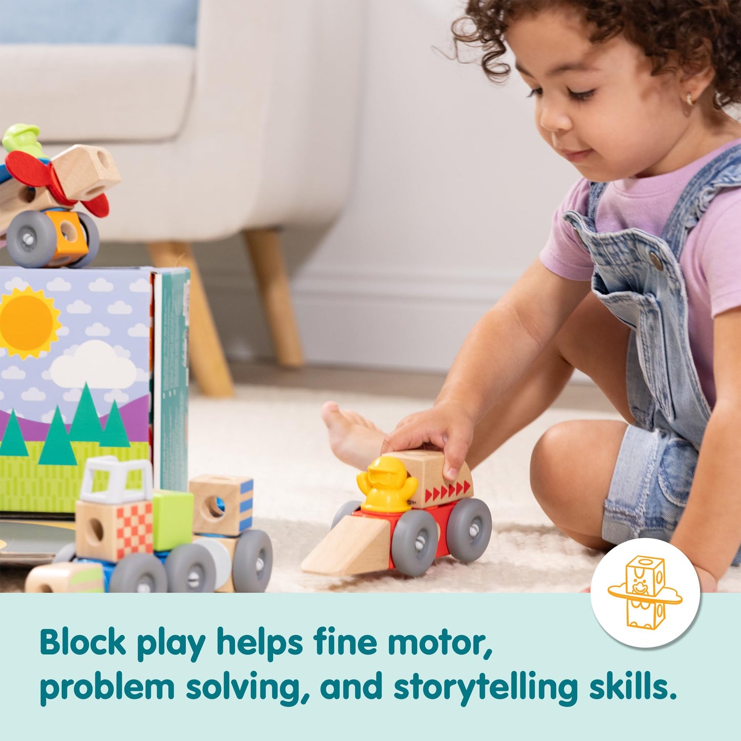 Melissa & Doug Blockables Vehicles Snap & Play – 54-Piece Connectable Wooden Blocks