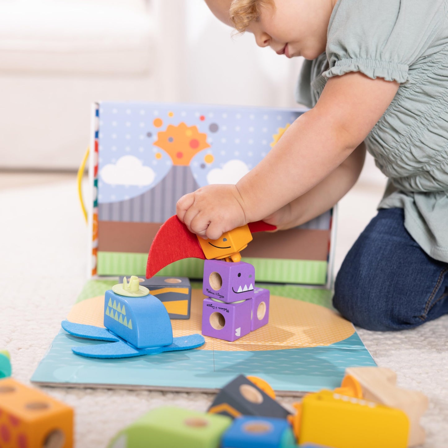 Melissa & Doug Blockables Dinosaur Snap and Play – 69-Piece FSC-Certified Wooden Blocks