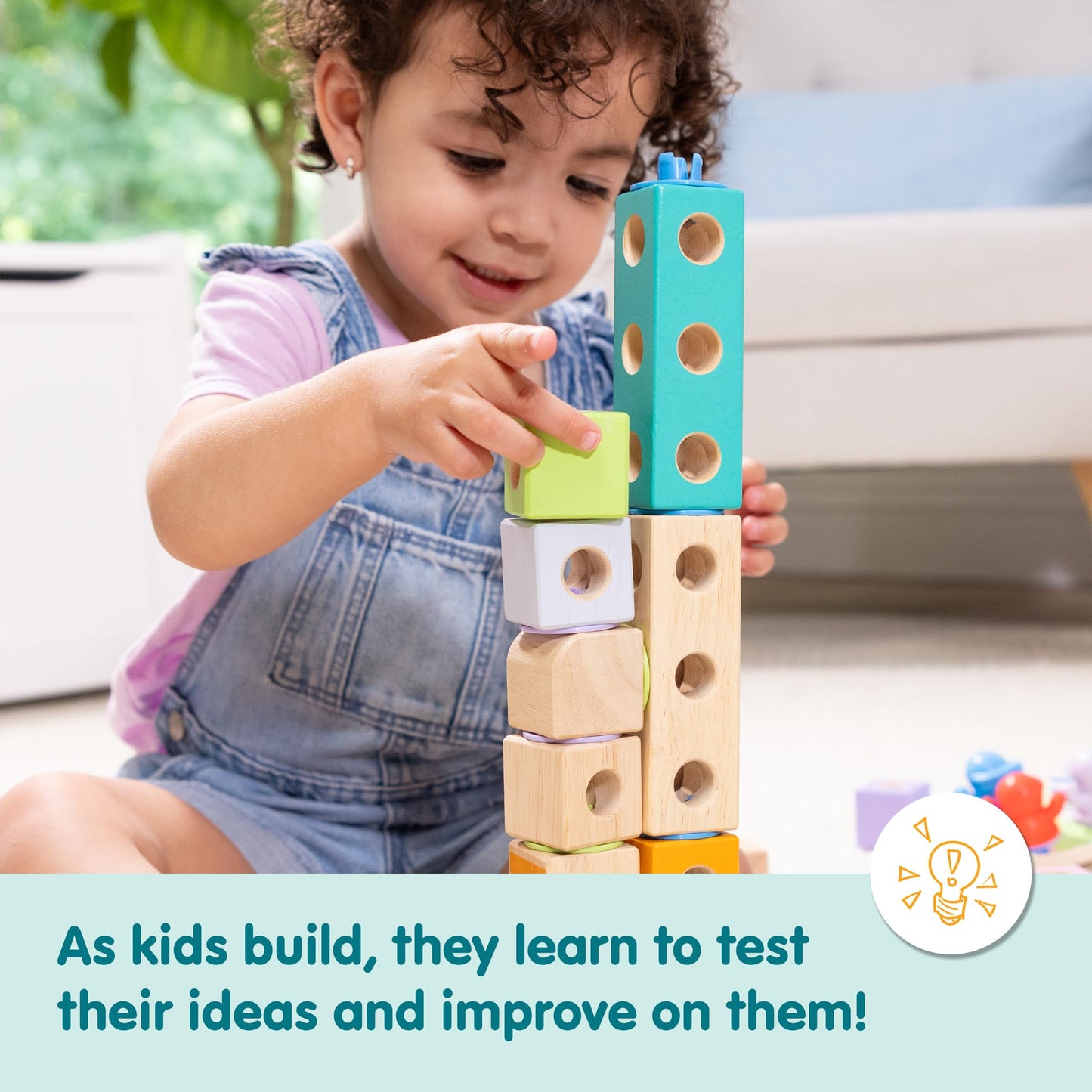 Melissa & Doug Blockables Town Snap & Play – 73-Piece Wooden Building Blocks