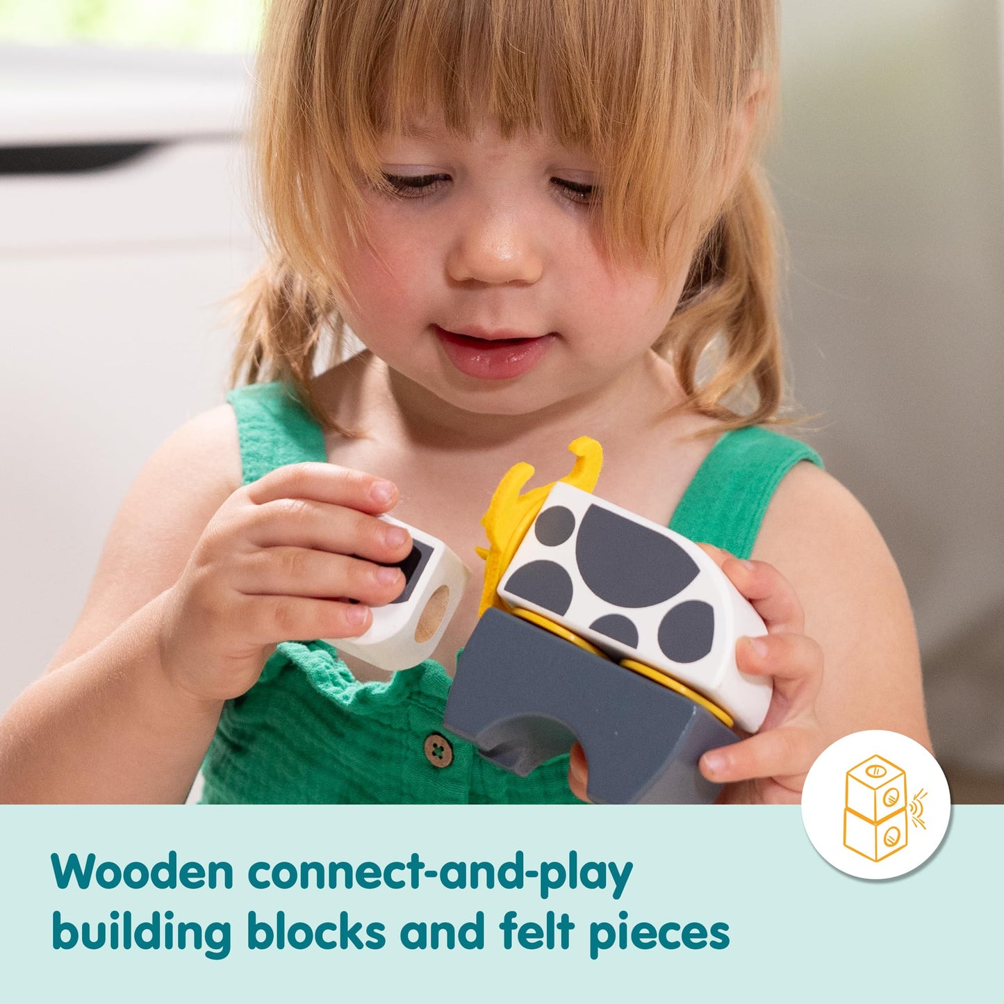 Melissa & Doug Blockables Farm Snap & Play – 56-Piece Wooden Connectable Blocks Set
