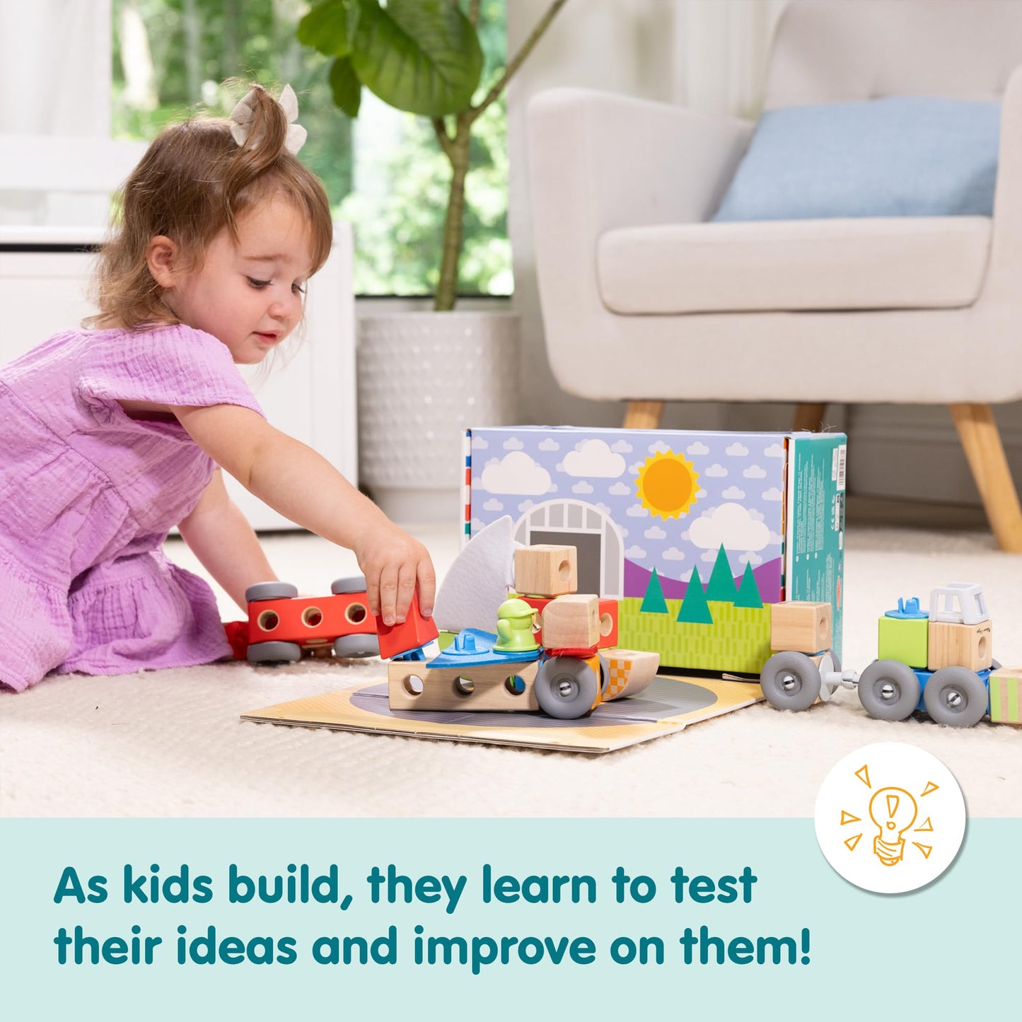 Melissa & Doug Blockables Vehicles Snap & Play – 54-Piece Connectable Wooden Blocks