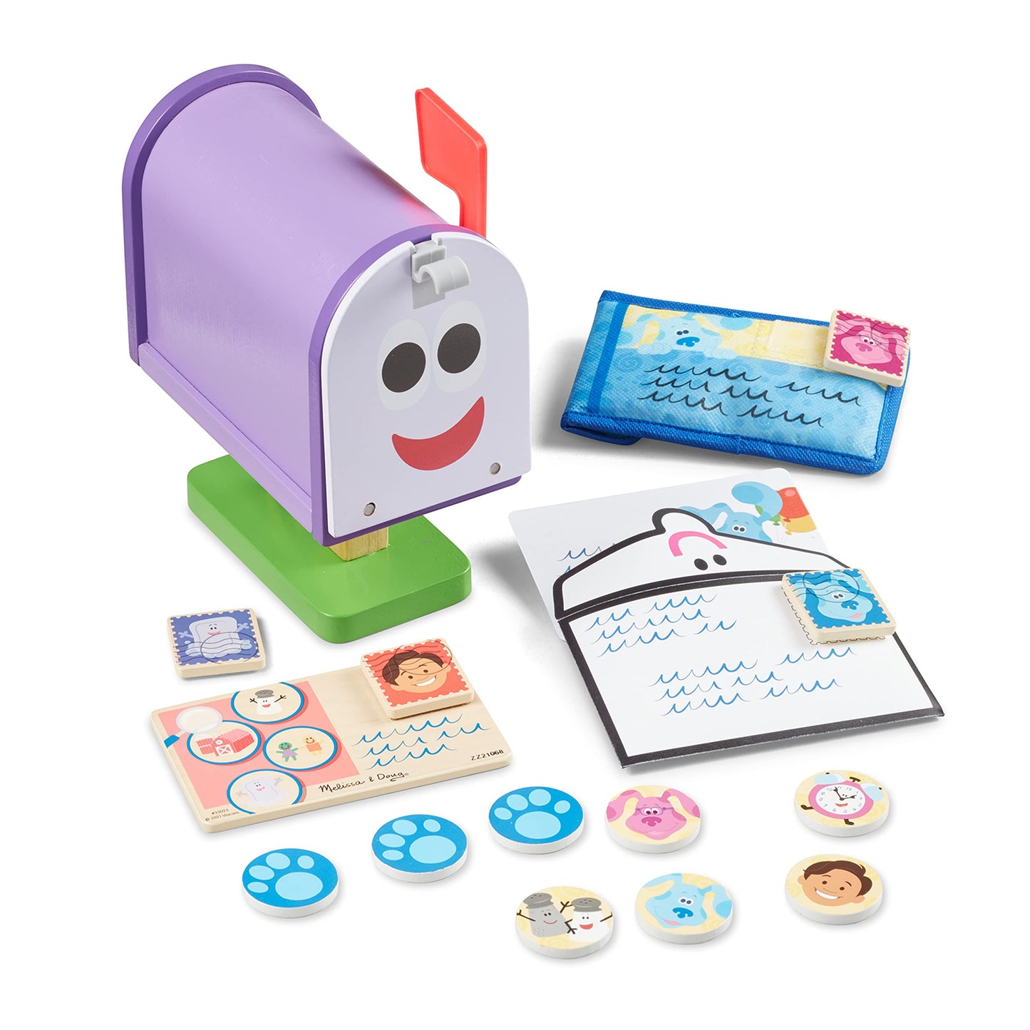Melissa & Doug Blues Clues & You! Wooden Mailbox Play Set (27 Pieces) – Imaginative Pretend Mail for Kids