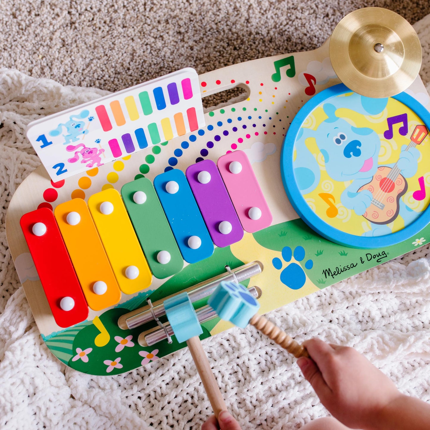 Melissa & Doug Blue's Clues & You! Wooden Music Maker Board (5 Instruments) – Portable Rhythm Toy