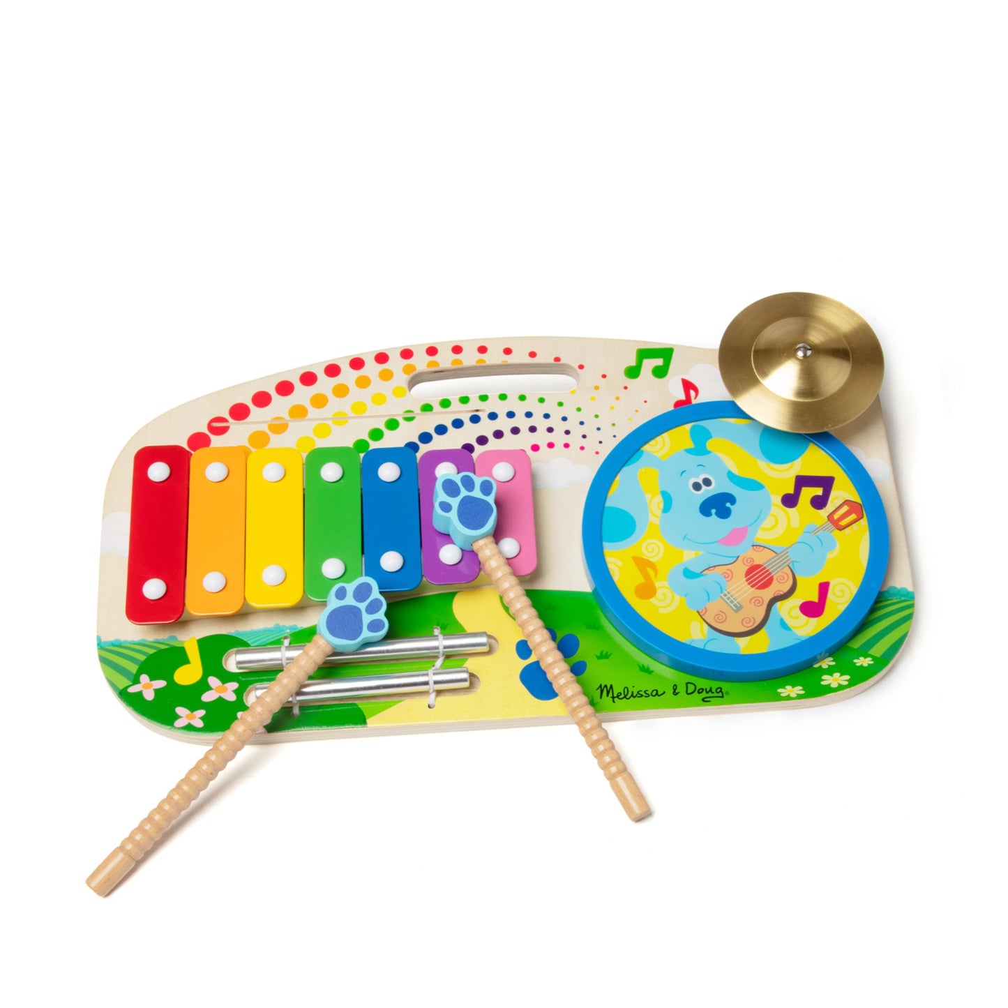 Melissa & Doug Blue's Clues & You! Wooden Music Maker Board (5 Instruments) – Portable Rhythm Toy