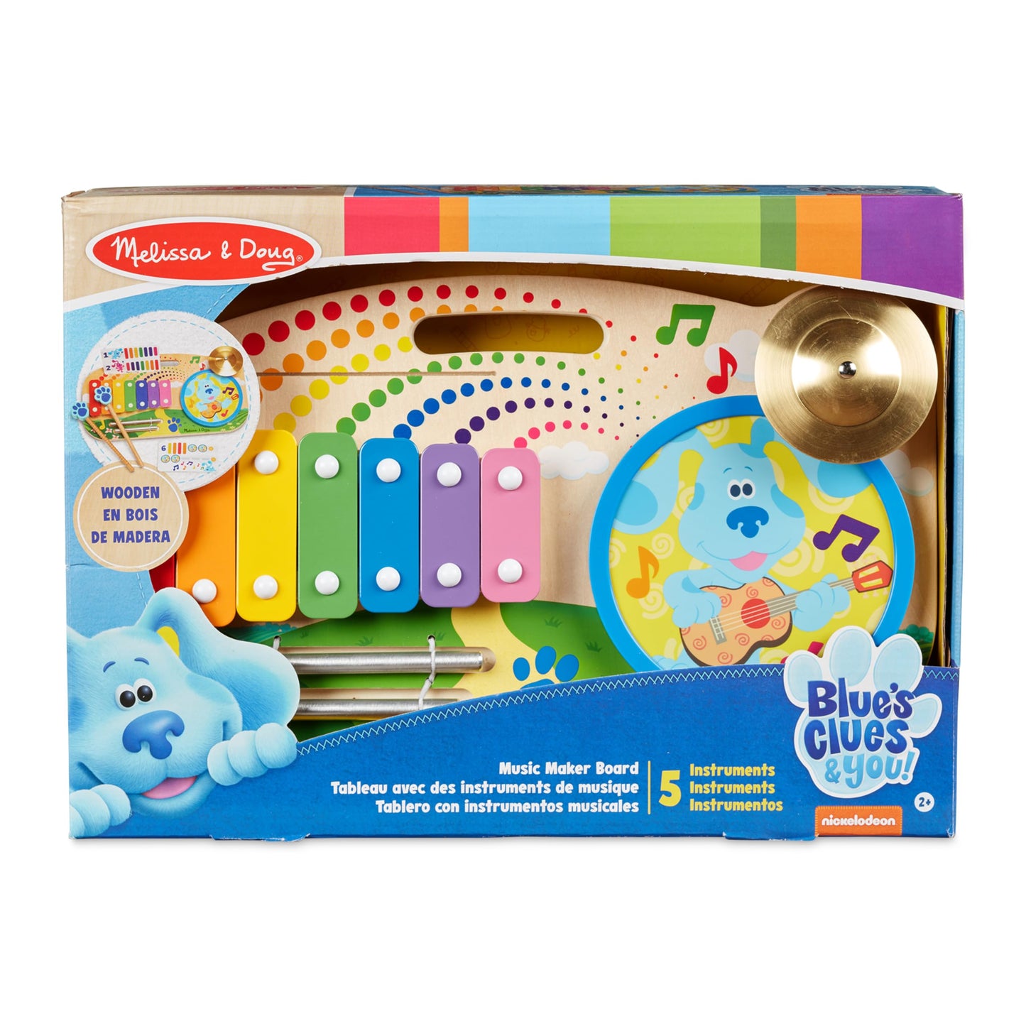 Melissa & Doug Blue's Clues & You! Wooden Music Maker Board (5 Instruments) – Portable Rhythm Toy