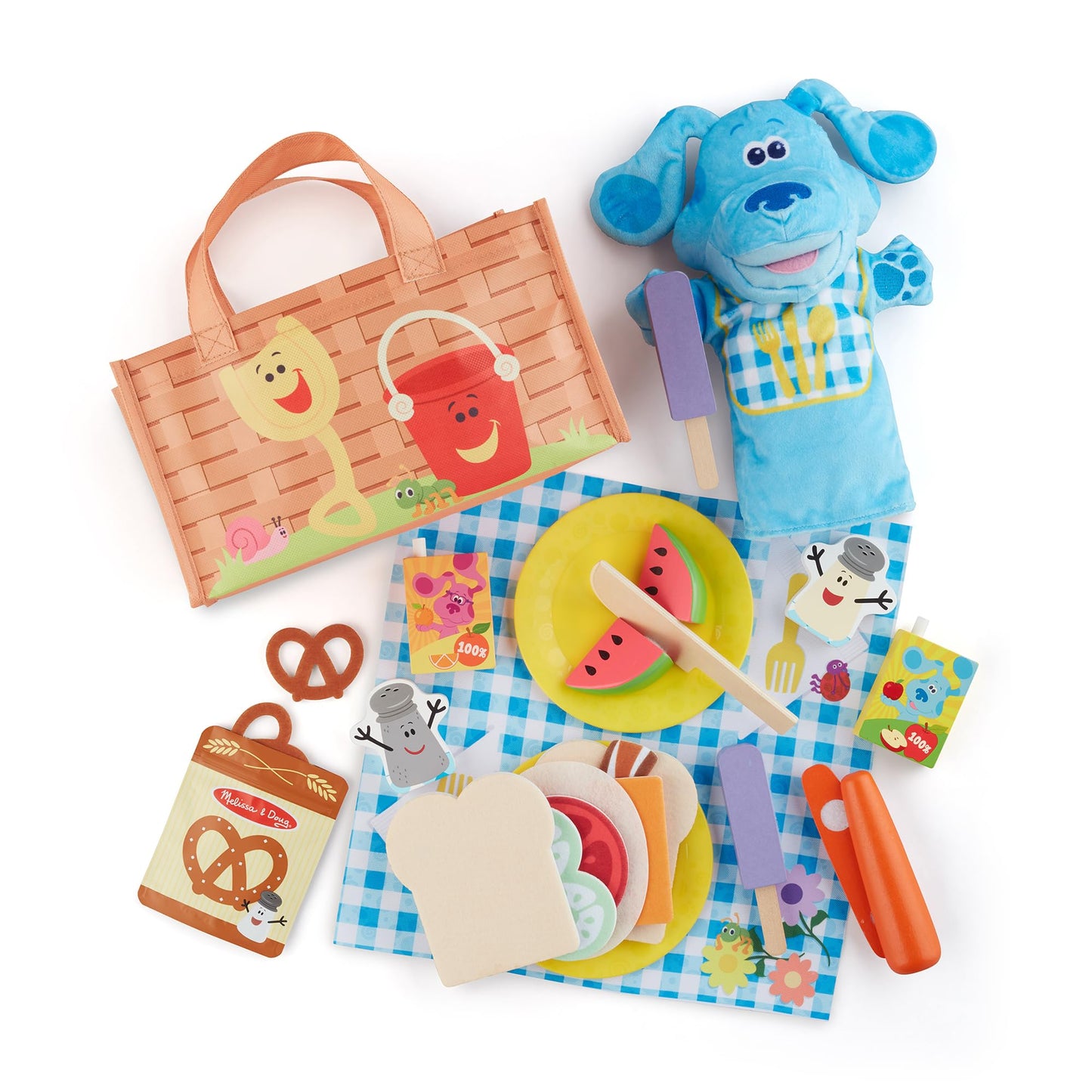 Melissa & Doug Blue’s Clues & You! Share with Blue Picnic Play Set with Hand Puppet — FSC Certified