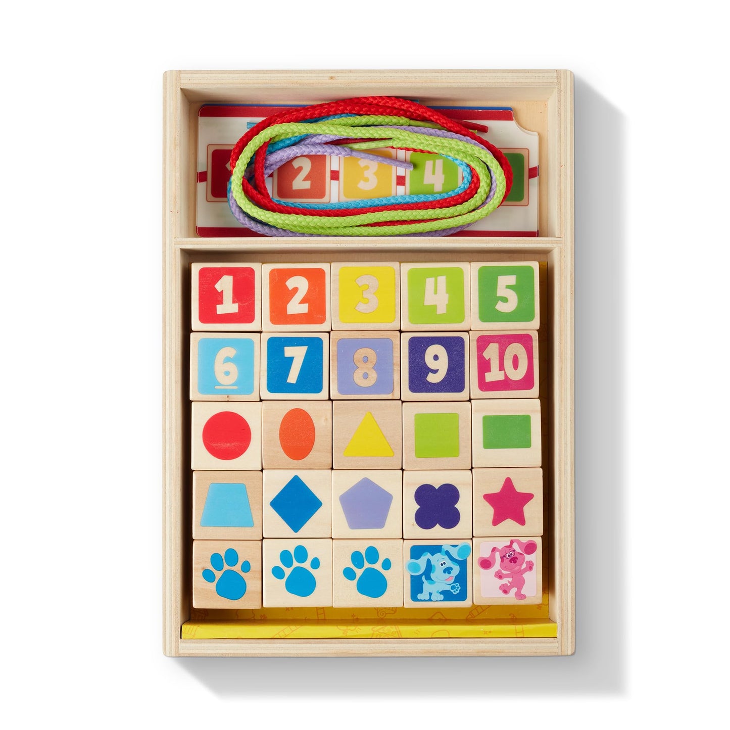 Melissa & Doug Blue's Clues & You! Wooden Lacing Beads – 25 Beads, 4 Cords | FSC Certified