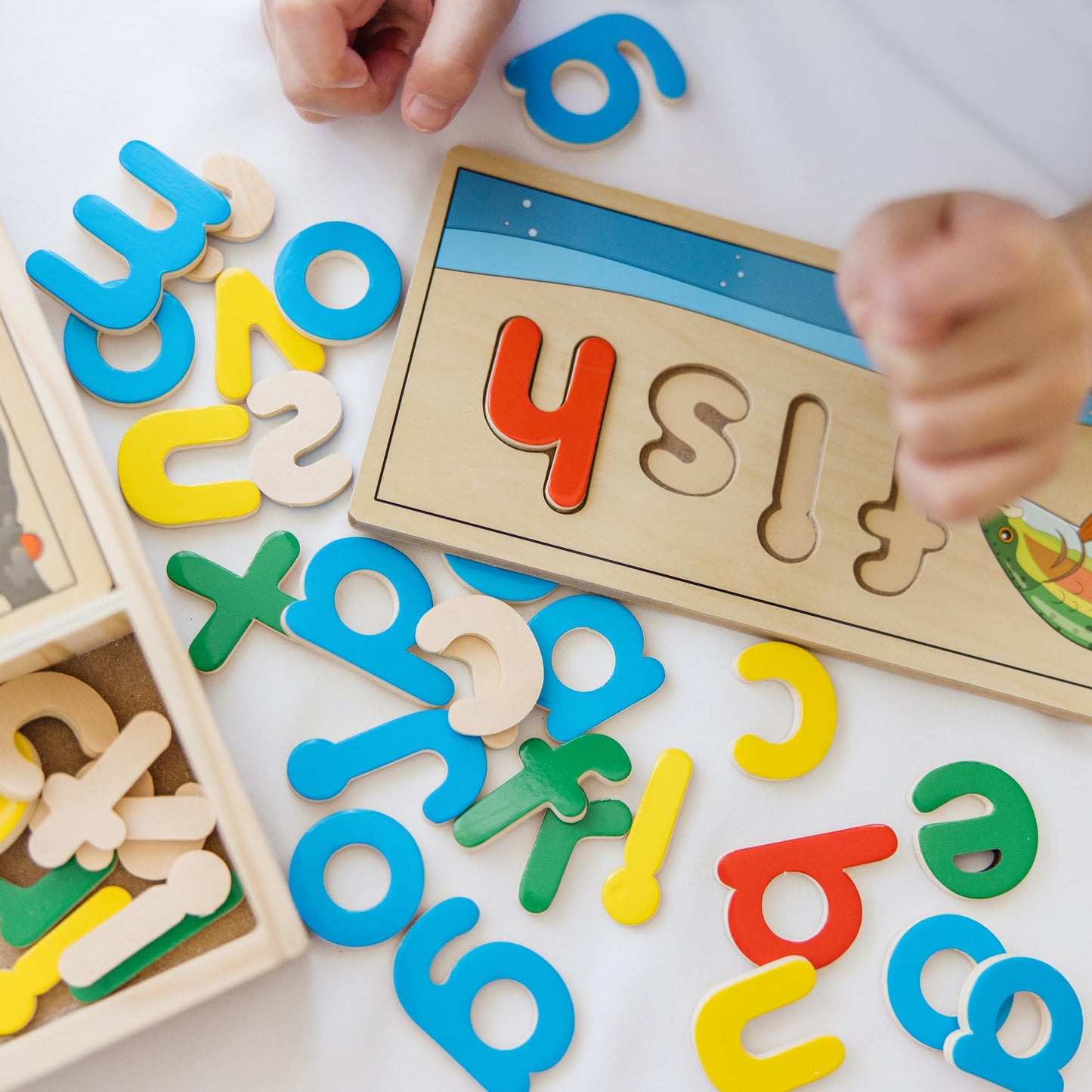 Melissa & Doug See & Spell: Wooden Spelling Boards with 64 Letters
