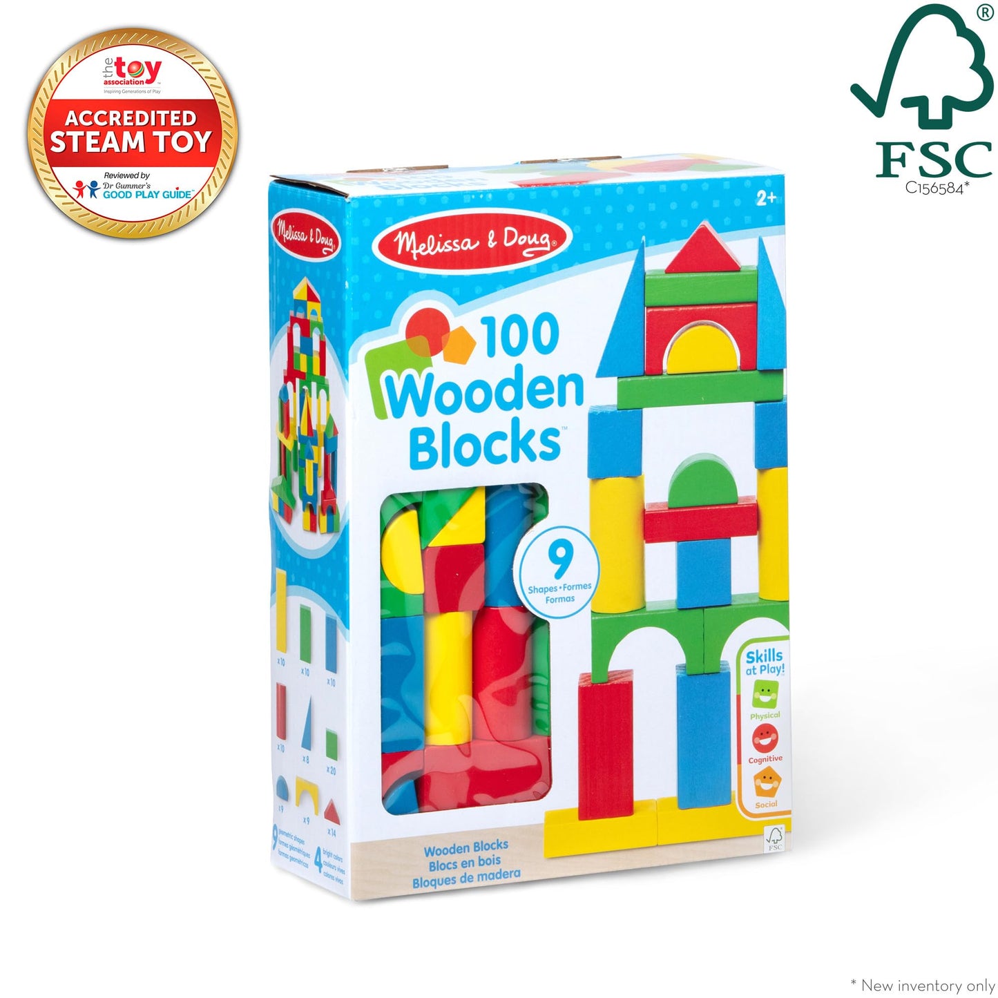 Melissa & Doug Wooden Building Blocks – 100-Piece Set, FSC Certified