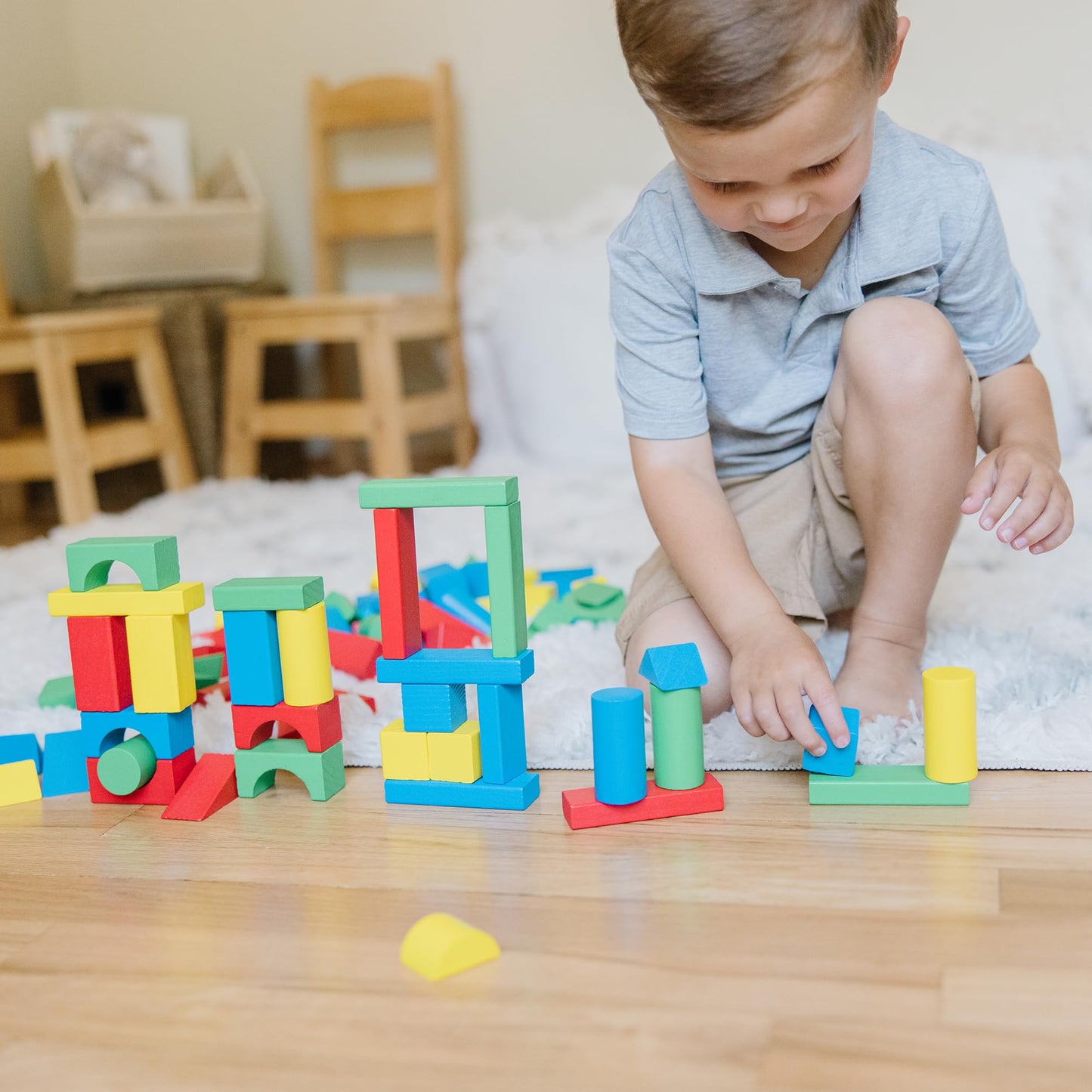 Melissa & Doug Wooden Building Blocks – 100-Piece Set, FSC Certified