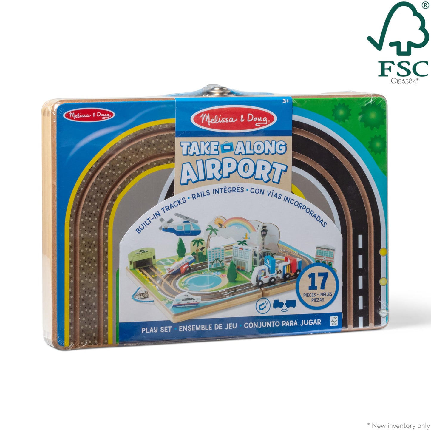 Melissa & Doug Take-Along Airport Play Set with Built-in Tracks – FSC-Certified