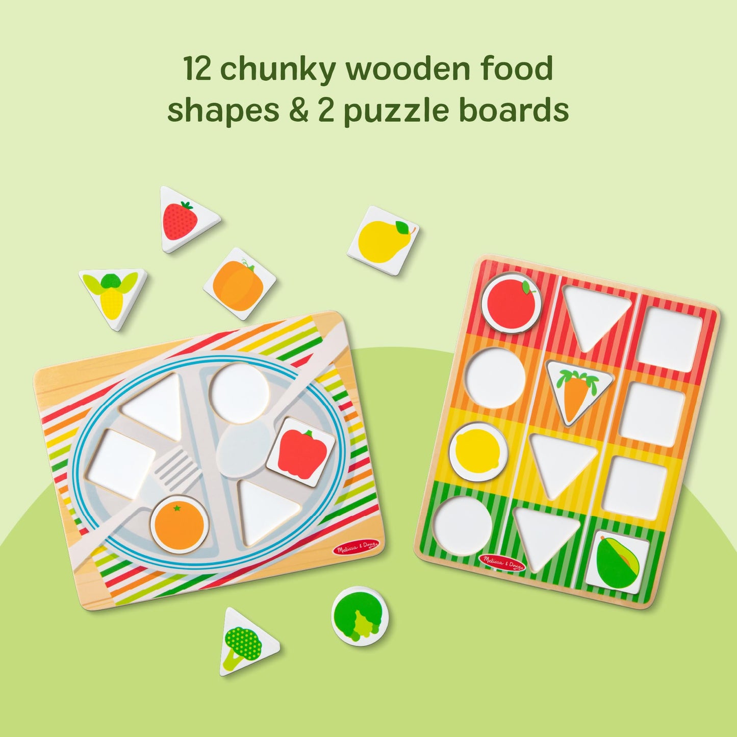Melissa & Doug Wooden Shape Sorting Grocery Cart Push Toy – FSC-Certified, Pretend Play for Toddlers