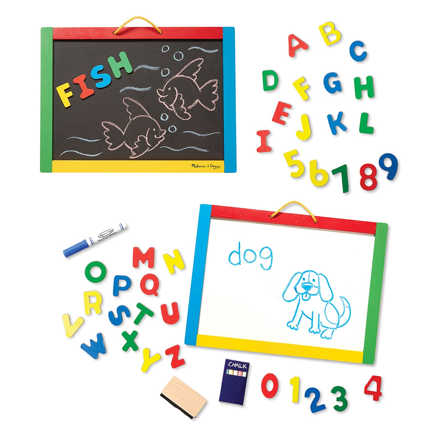 Melissa & Doug Magnetic Chalkboard & Dry-Erase Board with 36 Magnets