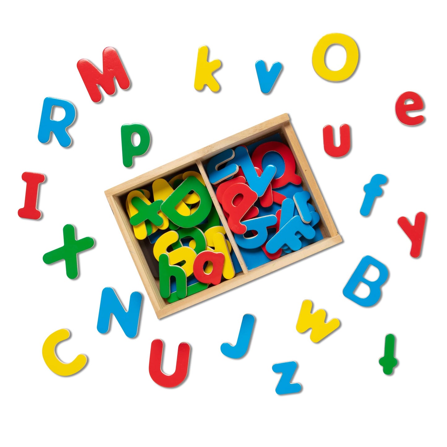 Melissa & Doug 52 Wooden Alphabet Magnets in a Box – Uppercase & Lowercase Letters
