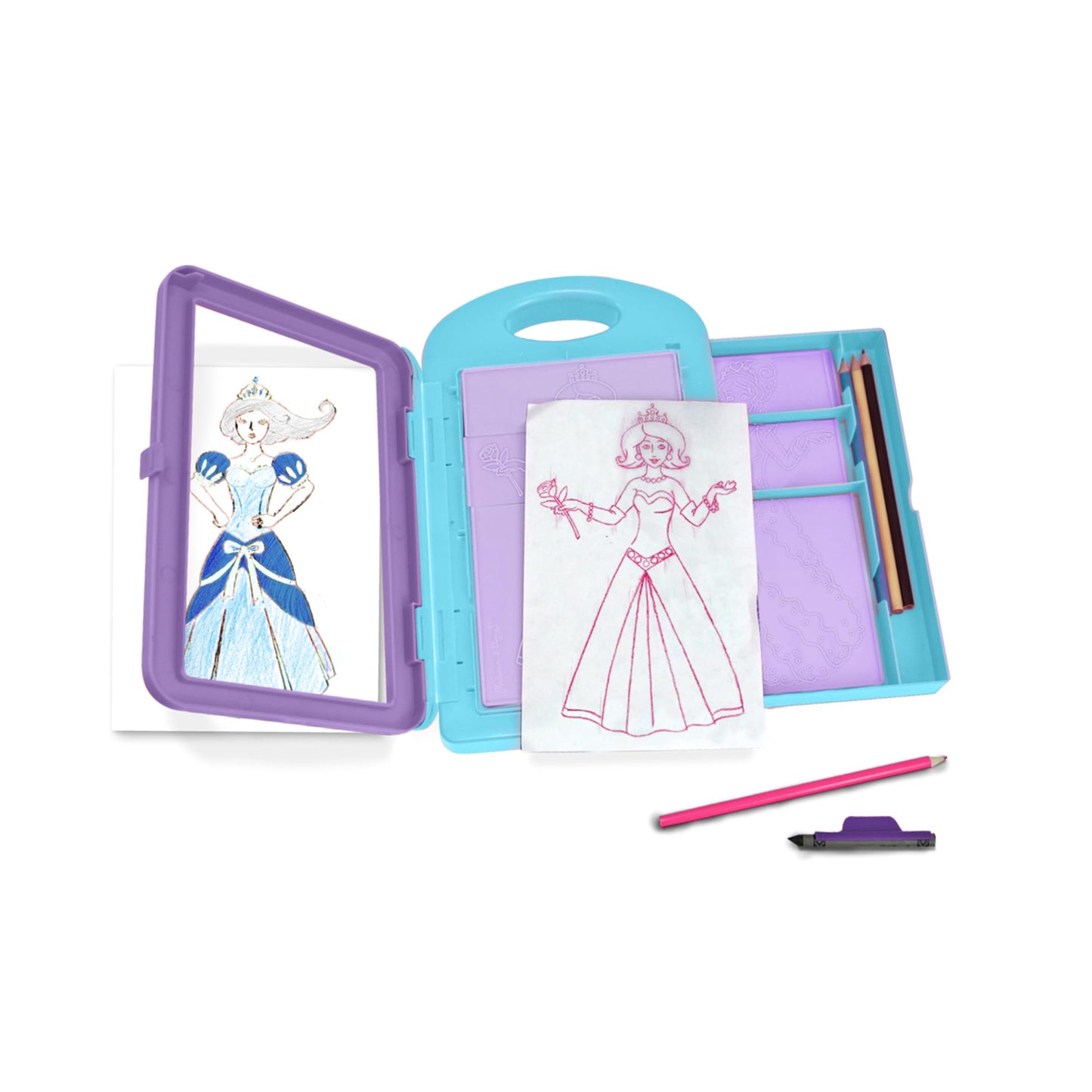 Melissa & Doug Princess Design Activity Kit – 9 Double-Sided Plates, Pencils & Rubbing Crayon