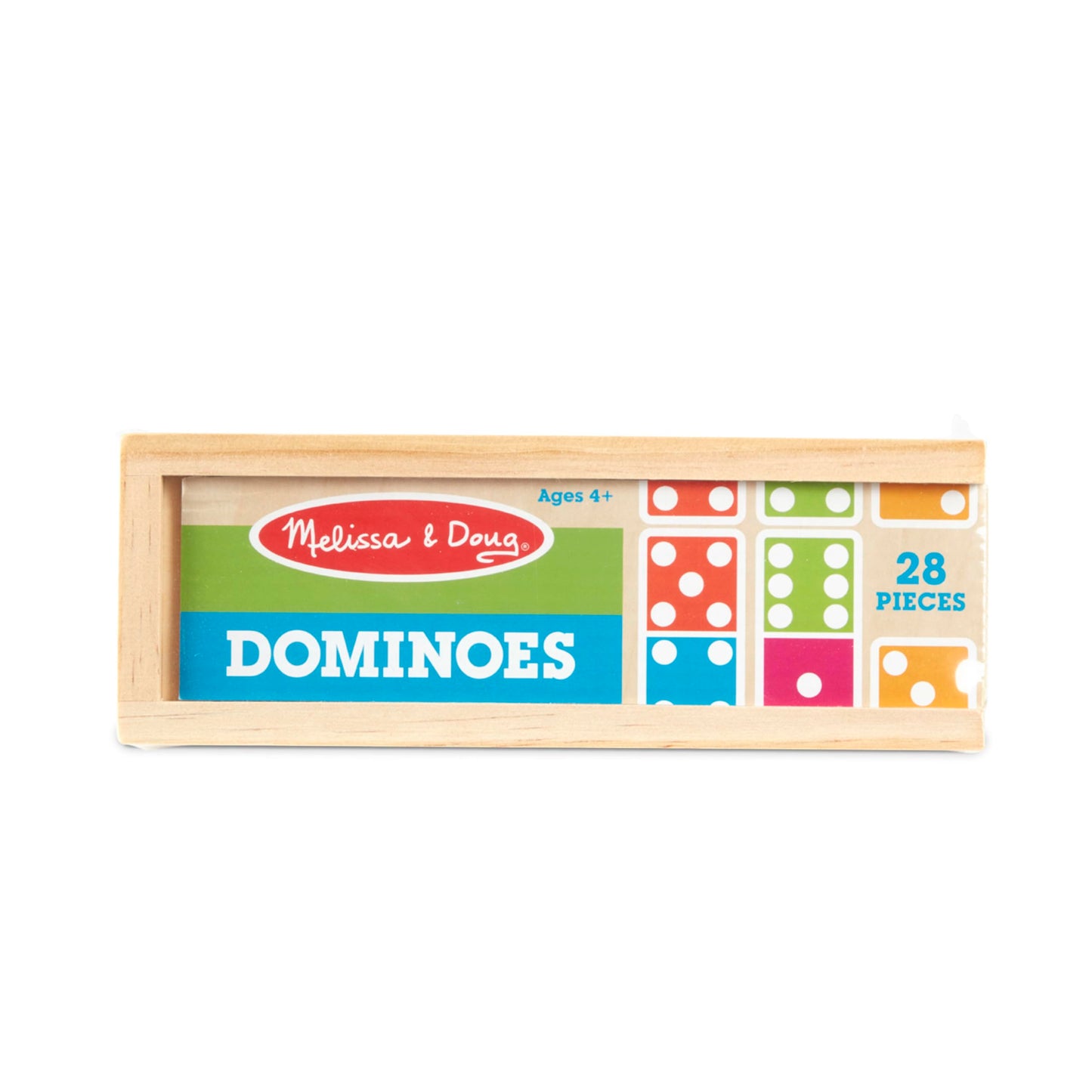 Melissa & Doug Dominoes Tabletop Game – 28 Colorful Tiles in Wooden Storage Box