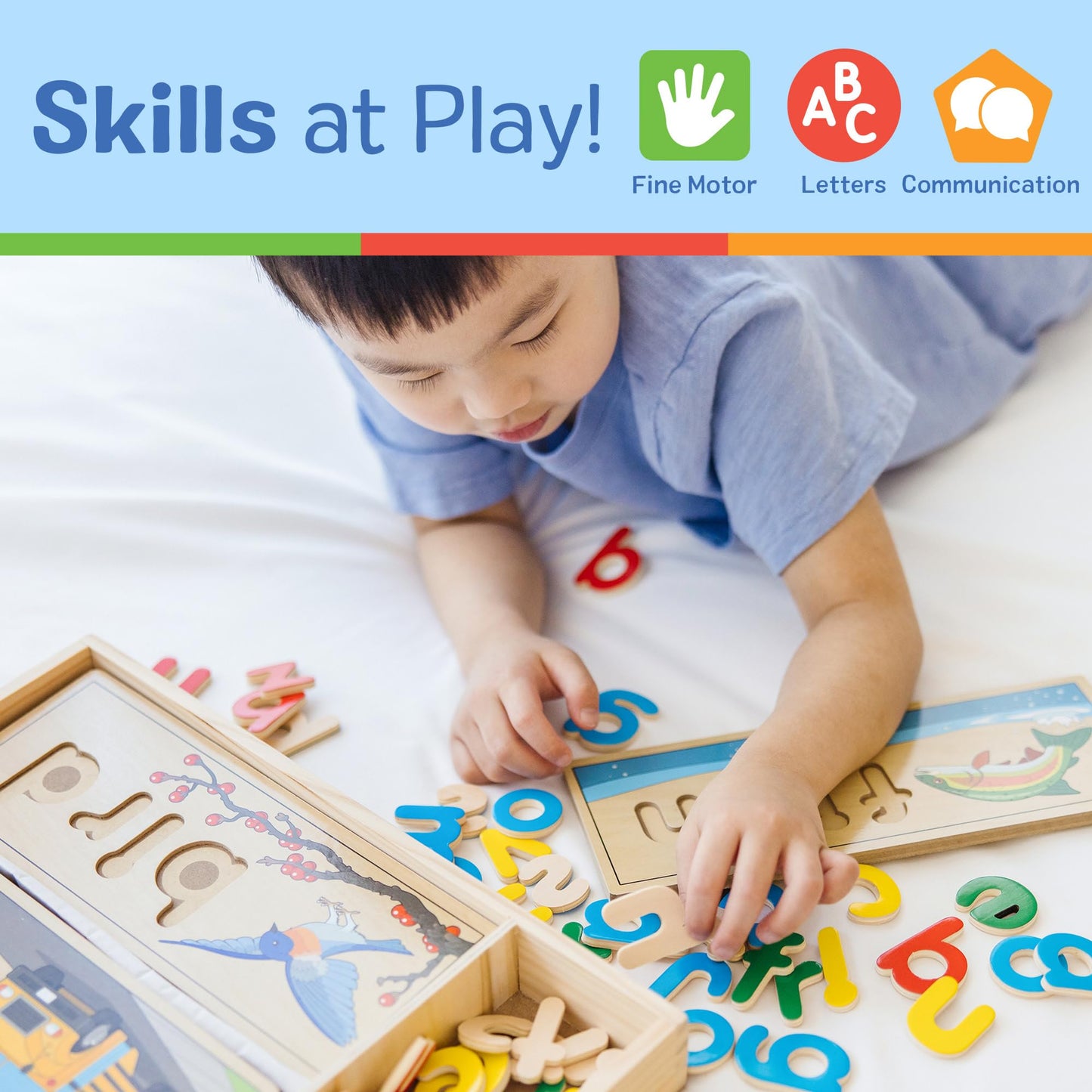 Melissa & Doug See & Spell: Wooden Spelling Boards with 64 Letters