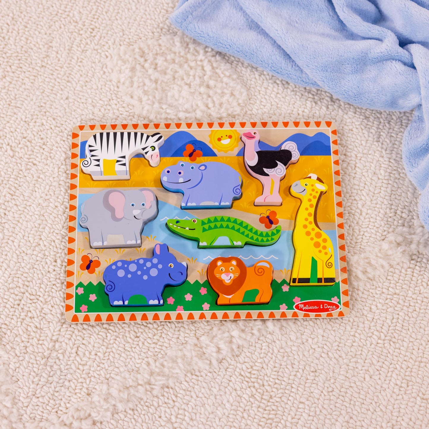 Melissa & Doug Safari Wooden Chunky Puzzle (8 pcs) – Screen-Free Educational Toy for Toddlers & Kids 2+