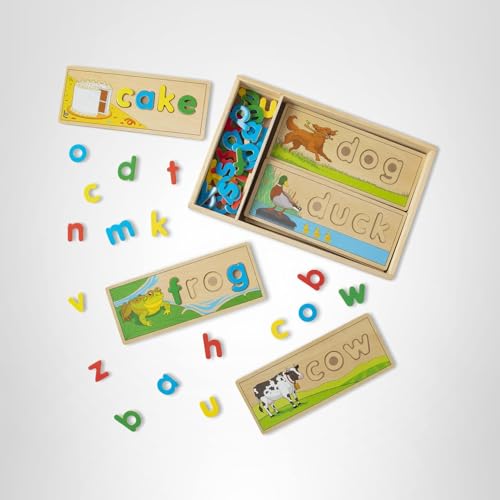 Melissa & Doug See & Spell: Wooden Spelling Boards with 64 Letters