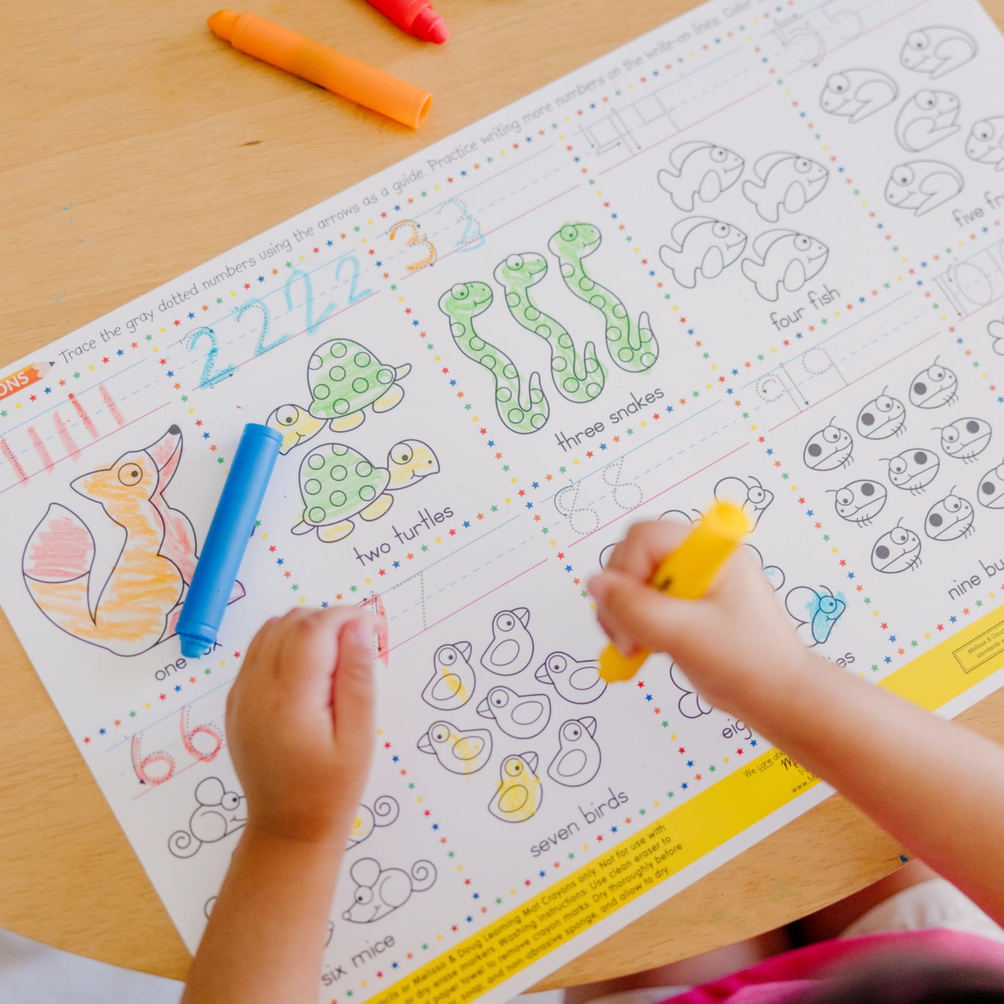 Melissa & Doug Learning Mat Crayons – 5 Colors for Reusable Art