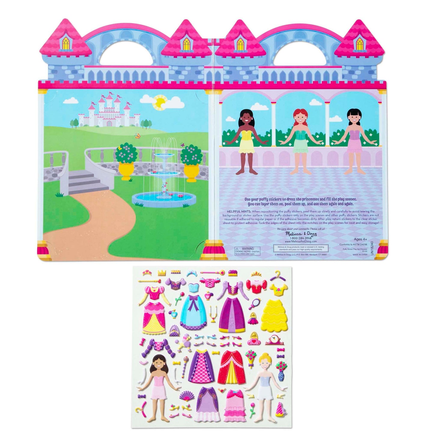 Melissa & Doug Puffy Sticker Play Set – Princess, 67 Reusable Stickers