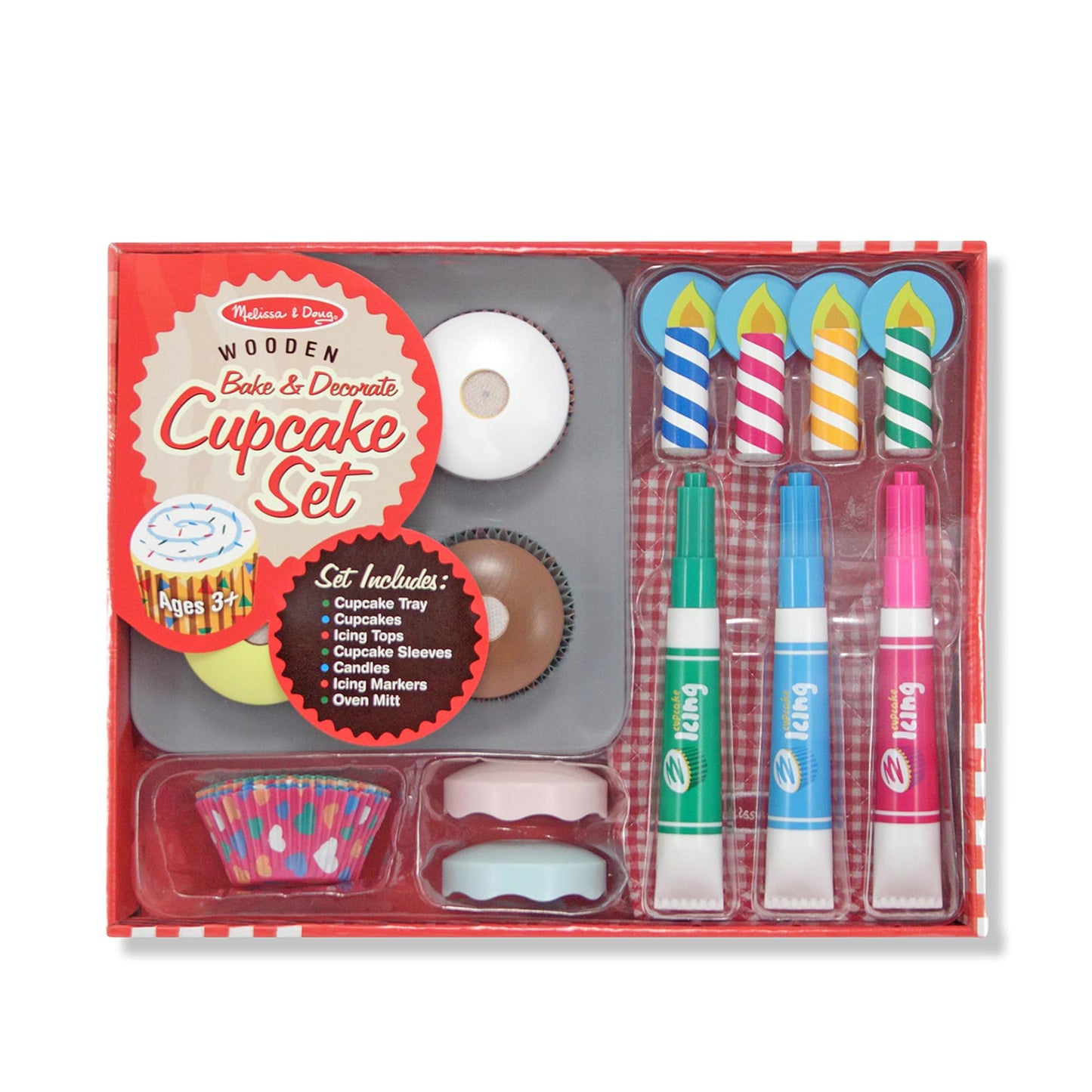 Melissa & Doug Bake & Decorate Cupcakes Kit – Wooden Cupcake Set with Toppings